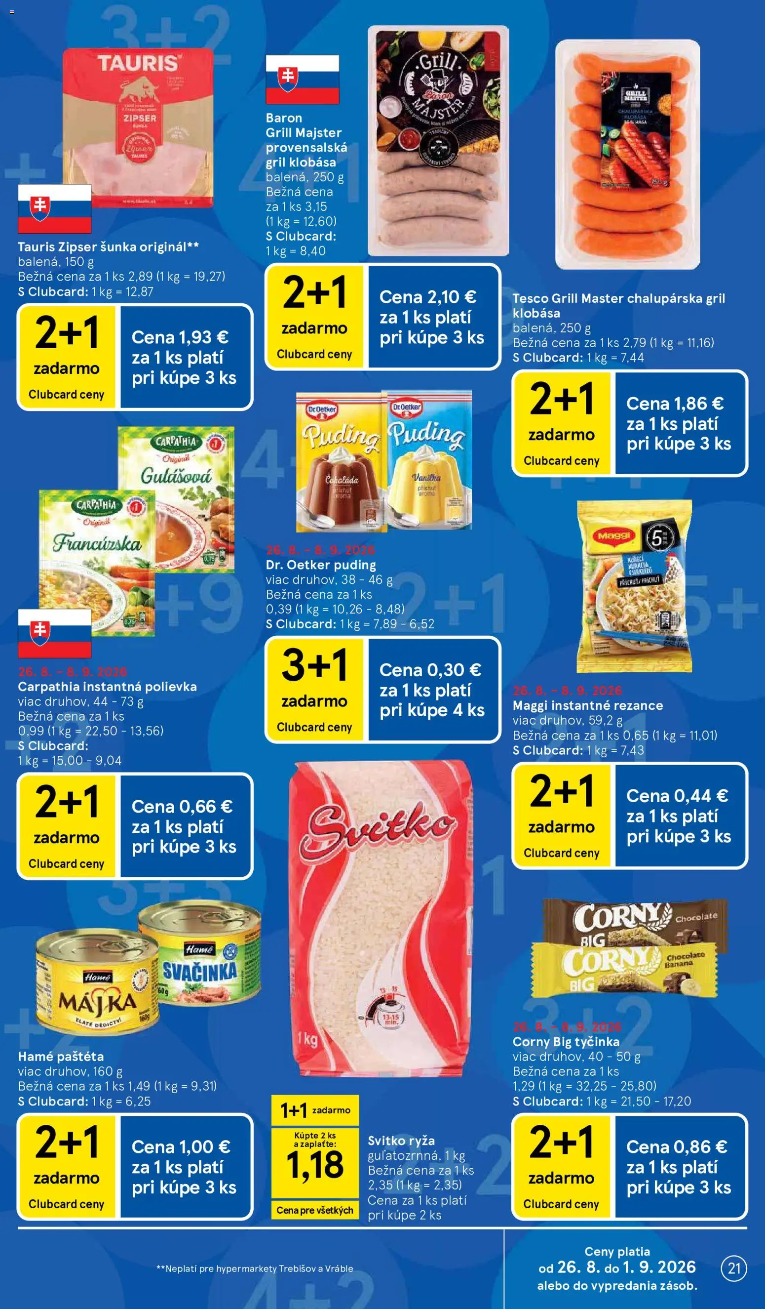 Nové Tesco akcie – leták je platný od 26.08.2026 | Strana: 21 | Produkty: Gril, Paštéta, Vanilka