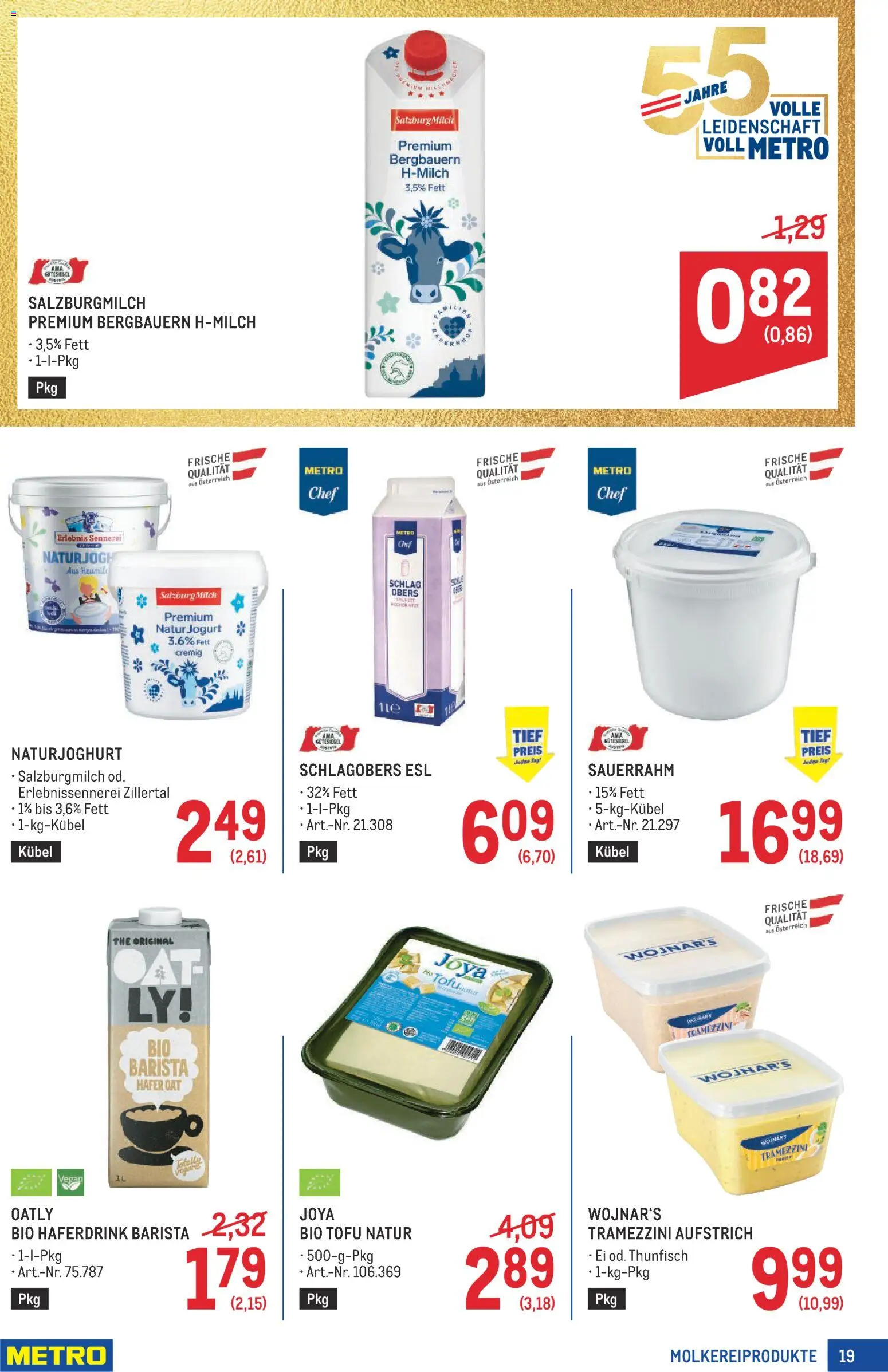 Metro angebote Profi gültig ab 01.10.2026 | Seite: 19 | Produkte: Tofu, Milch, Sauerrahm