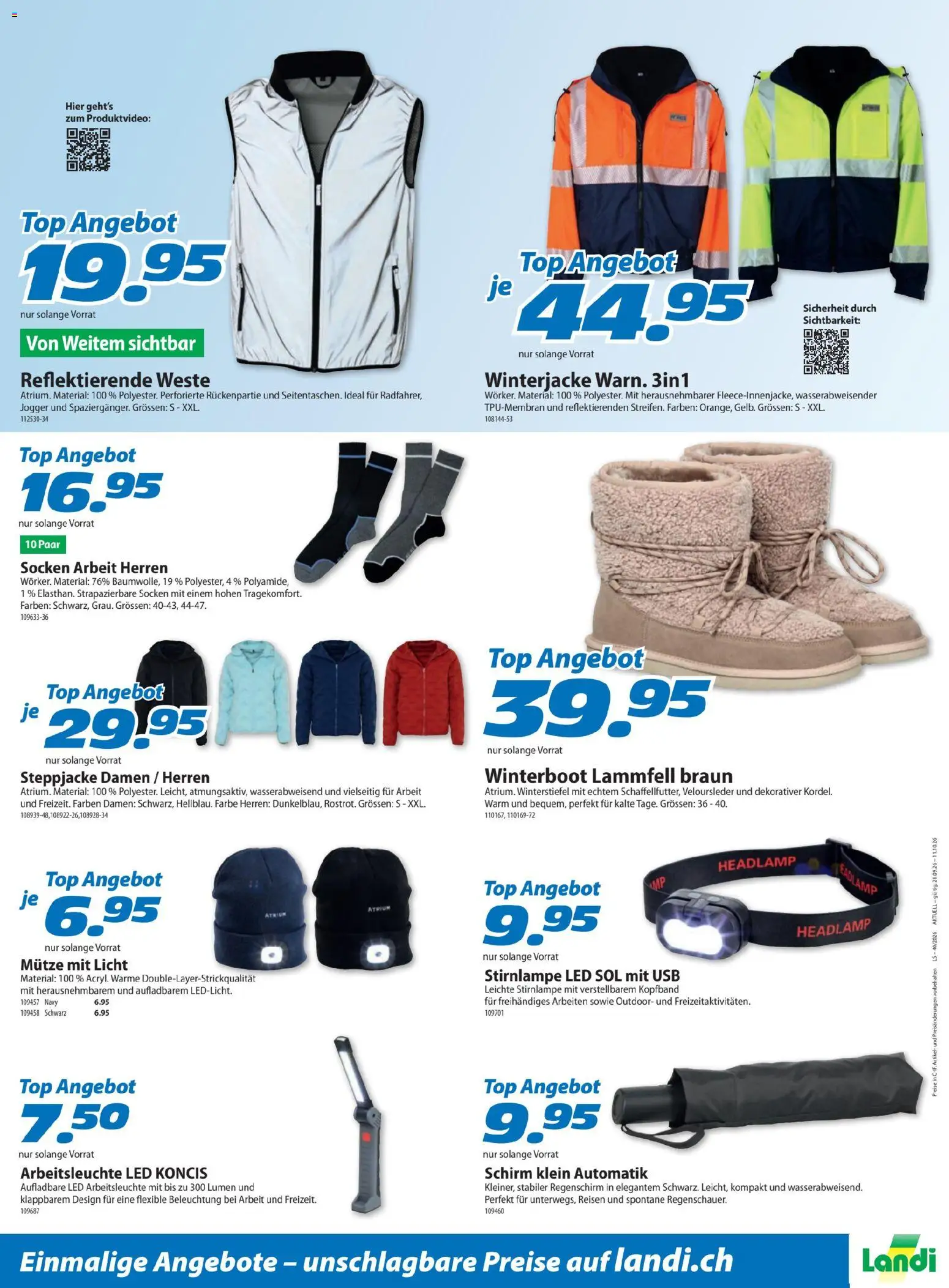 Landi ( Deaktivovane pre Letakomat )  aktionen – gültig ab 28.09.2026 | Seite: 18 | Produkte: Steppjacke, Regenschirm, Top, Usb
