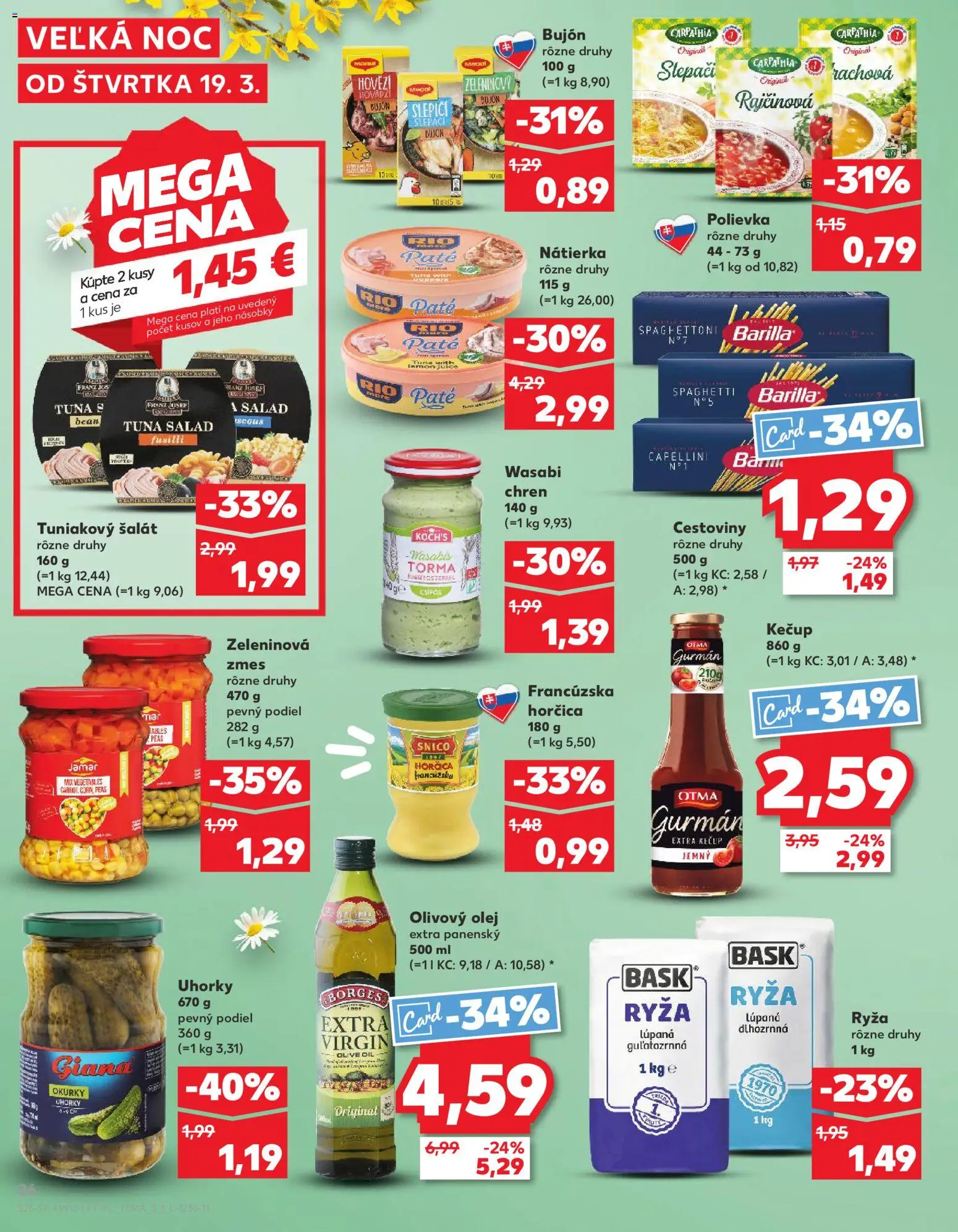 Nové Kaufland akcie – leták je platný od 19.03.2026 | Strana: 26 | Produkty: Chren, Olej, Olivový olej, Uhorky