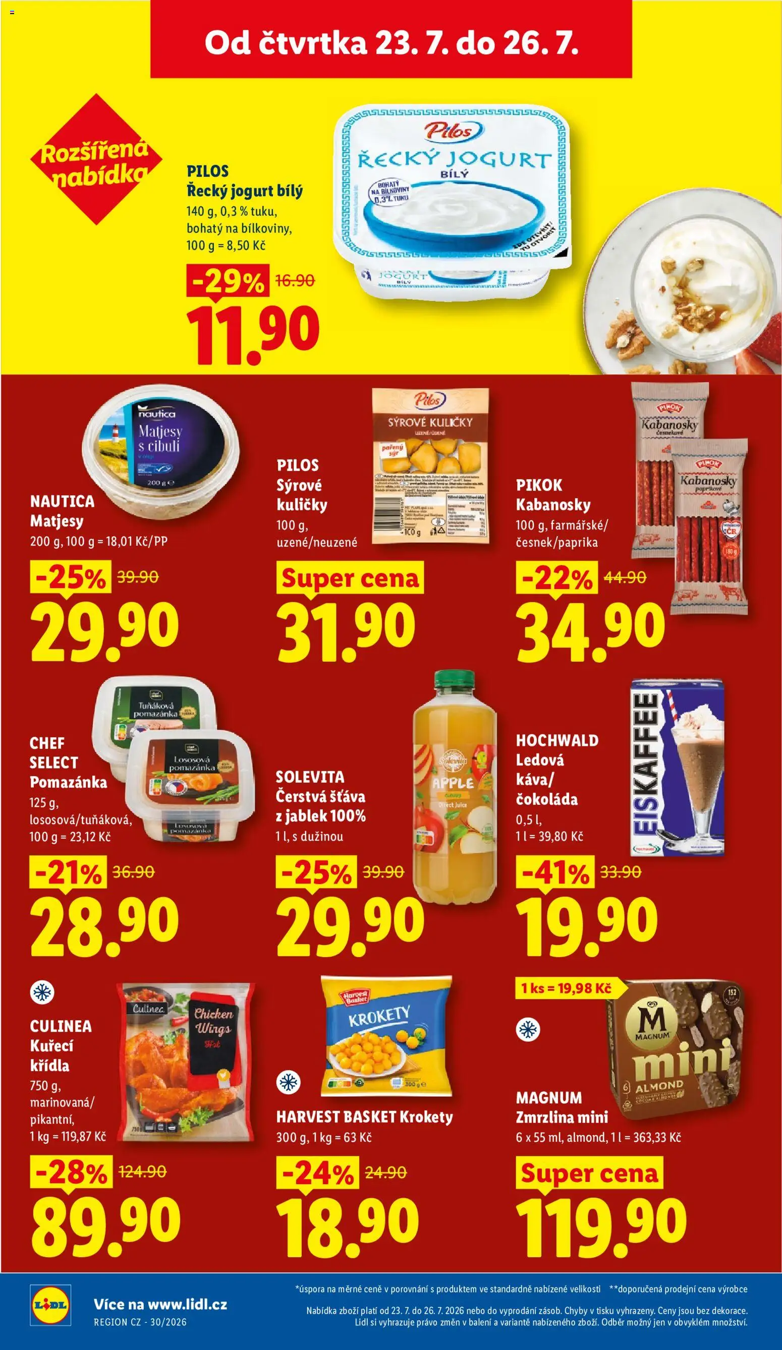 Lidl leták od 23.07.2026 | Strana: 26 | Produkty: Jogurt, Čokoláda, Magnum, Kabanosky