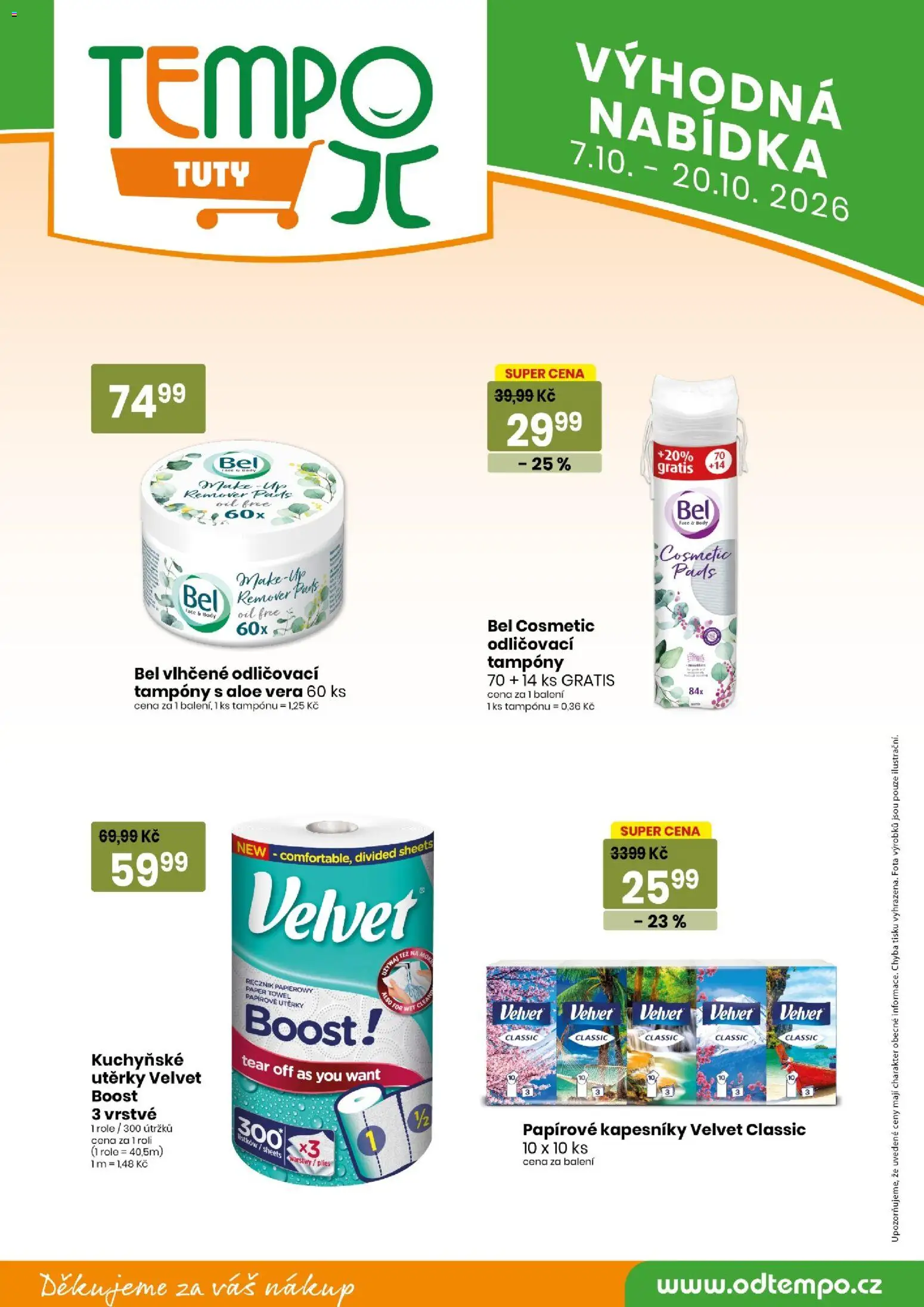Tempo leták - Tuty od 07.10.2026 | Strana: 17 | Produkty: Papírové kapesníky, Velvet, Aloe vera, Body