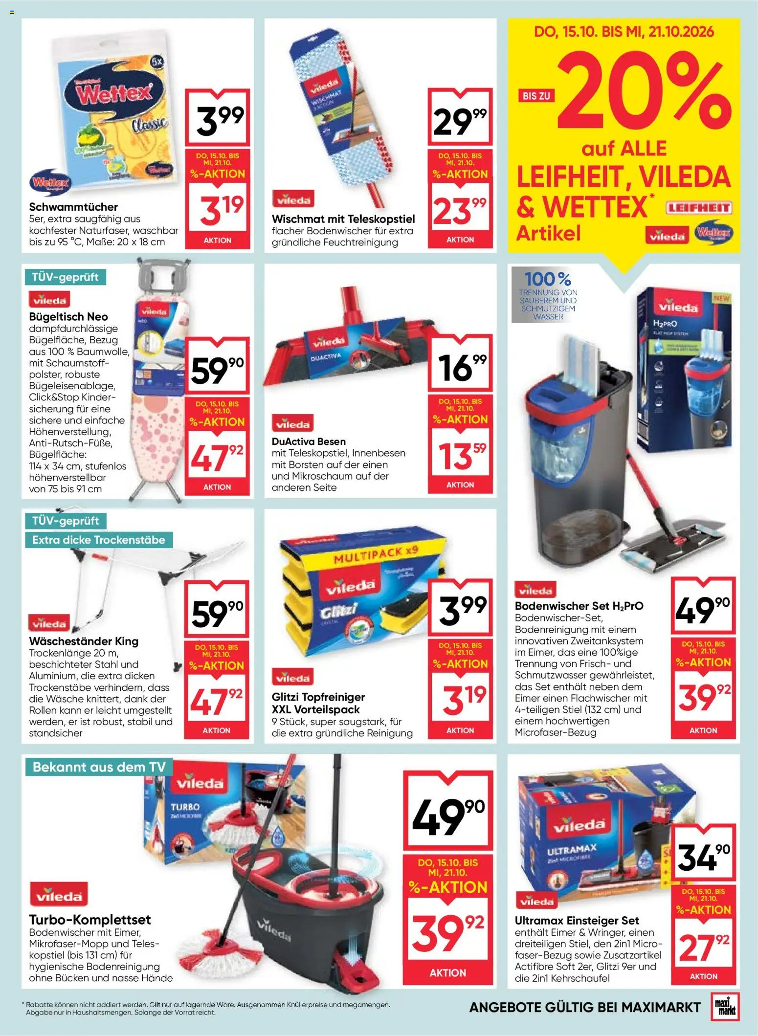 Maximarkt Flugblatt gültig ab 15.10.2026 | Seite: 19 | Produkte: Wasser, TV