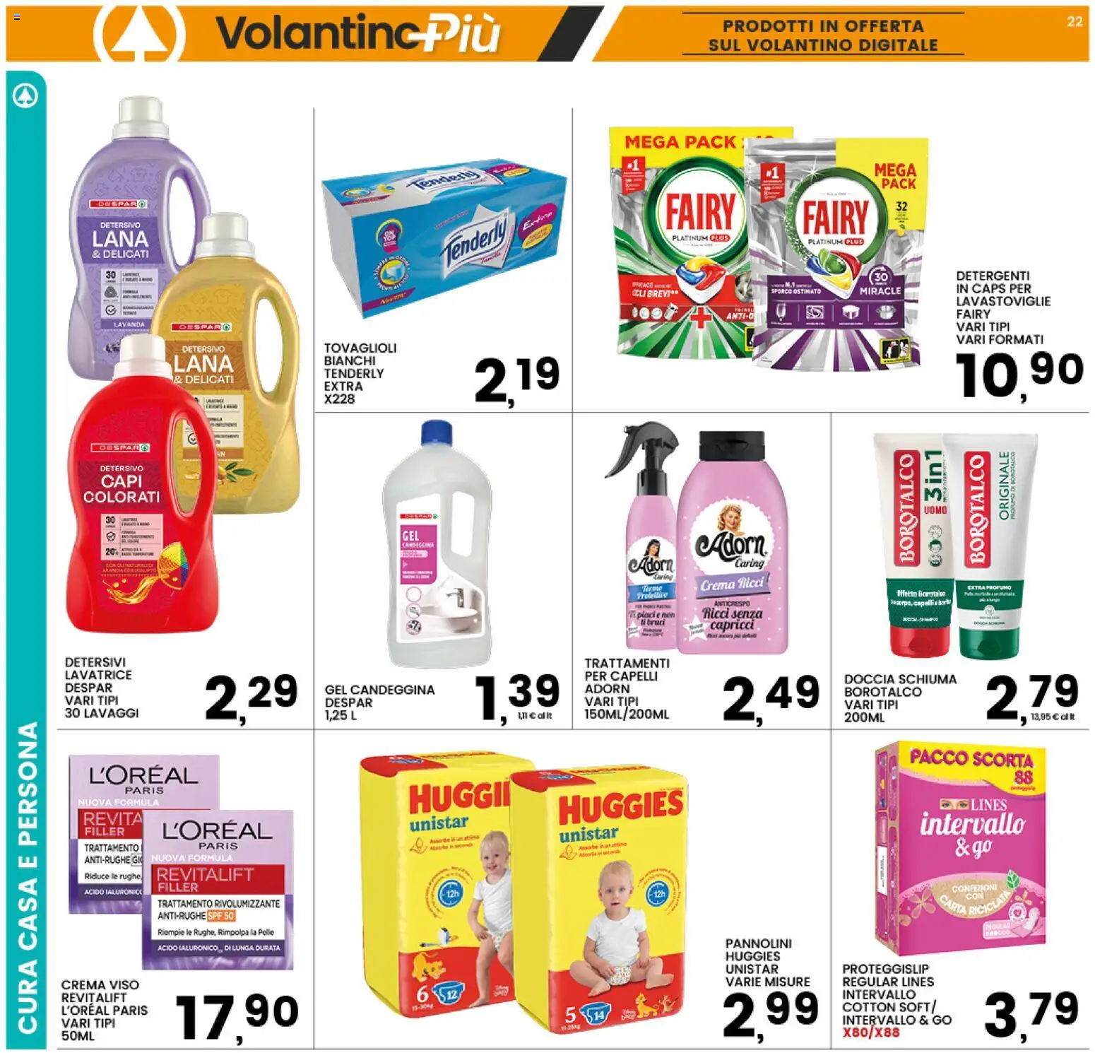 Volantino Interspar del 20/07/2026 | Pagina: 22 | Prodotti: Crema, Crema viso, Candeggina, Lavastoviglie