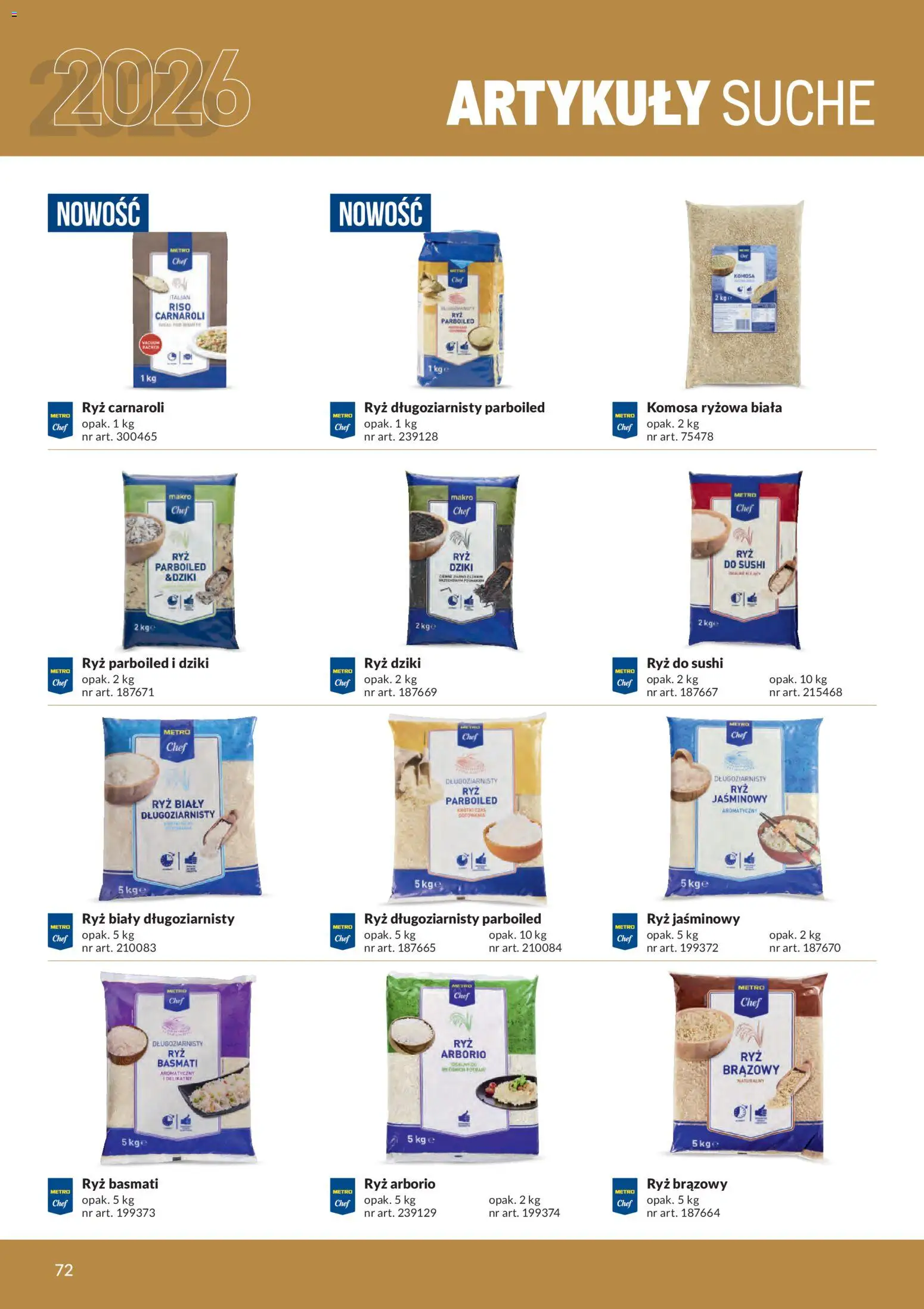 Makro gazetka - Produktów marek własnych dla profesjonalnej Gastronomii od 01.03.2026 | Strona: 72 | Produkty: Ryż długoziarnisty, Ryż biały, Ryż jaśminowy, Ryż basmati