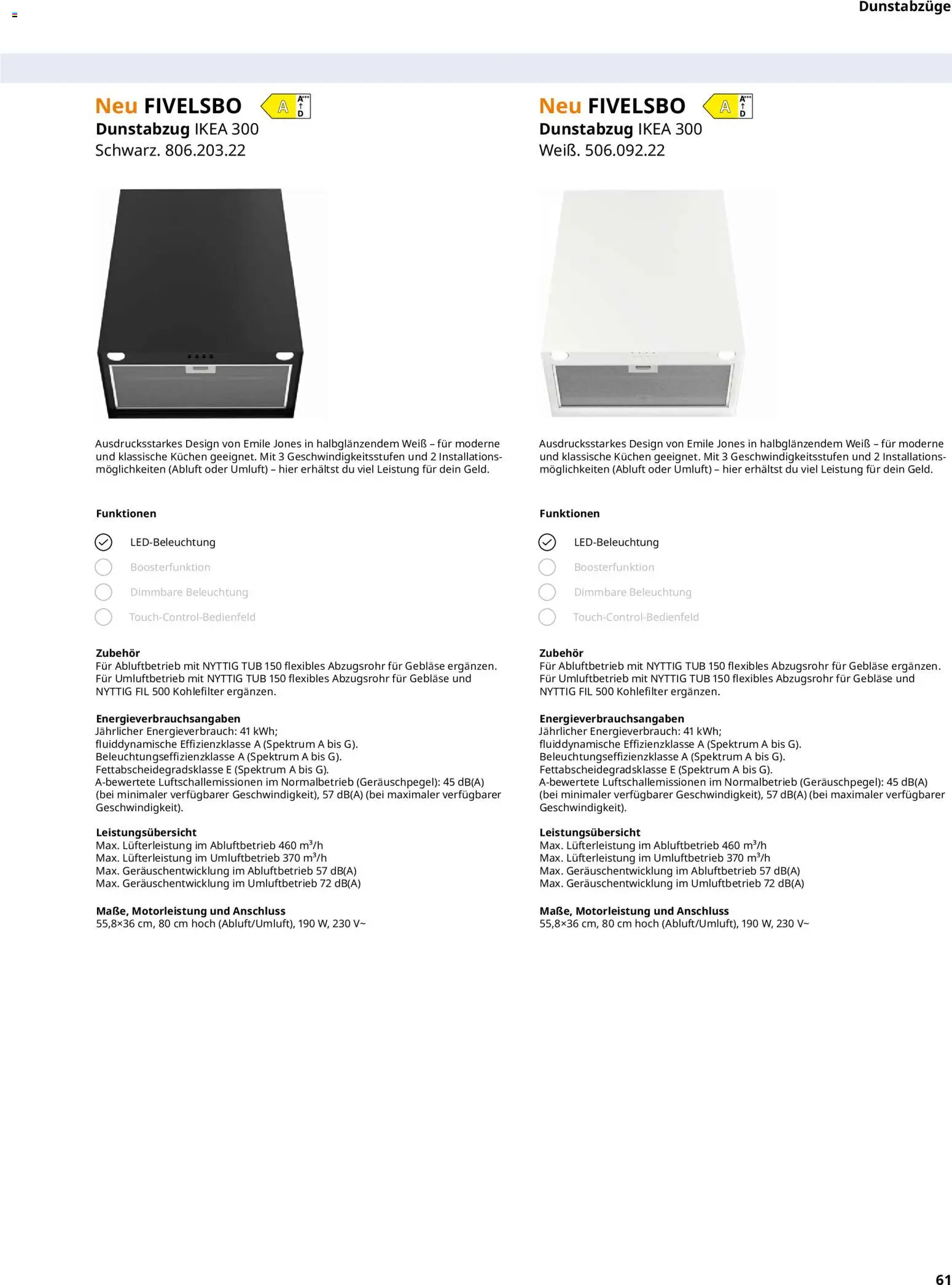 Ikea Elektrogeräte – gültig ab 02.01.2026 | Seite: 61 | Produkte: Dunstabzug, Kuchen