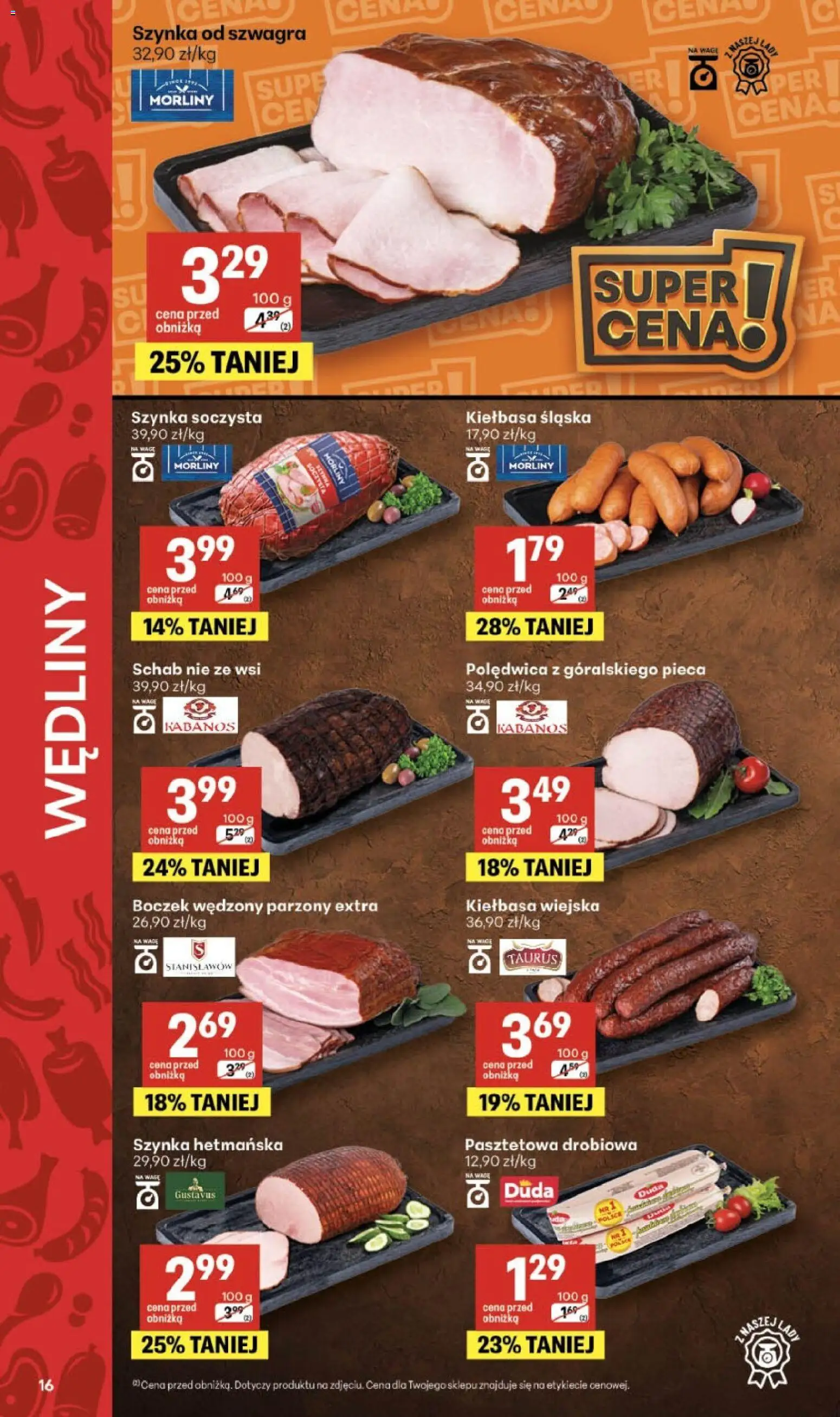 Delikatesy Centrum gazetka od 18.06.2026 | Strona: 16 | Produkty: Kiełbasa, Szynka, Boczek wędzony, Wędliny