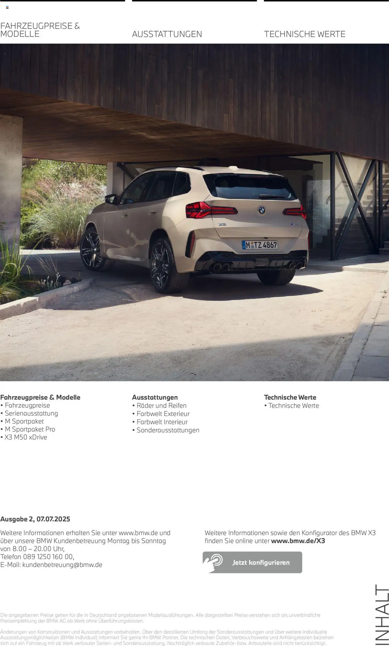 BMW X3  – gültig ab 01.08.2025 | Seite: 2 | Produkte: Telefon
