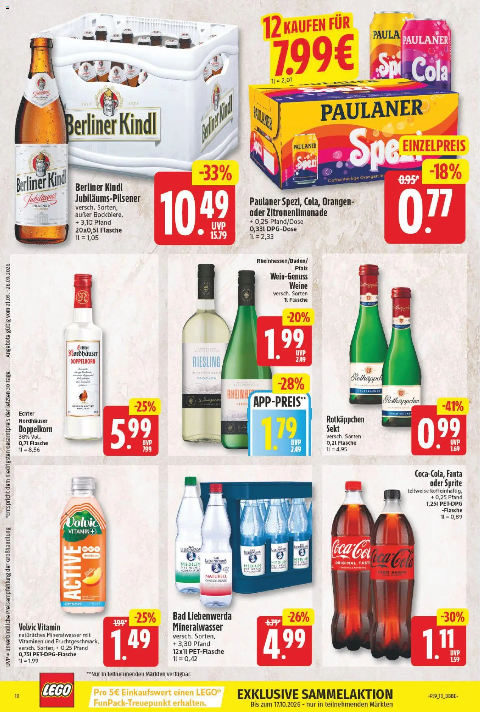 NP Discount Prospekt – gültig ab 21.09.2026 | Seite: 10 | Produkte: Berliner, Cola, Rotkäppchen, Volvic