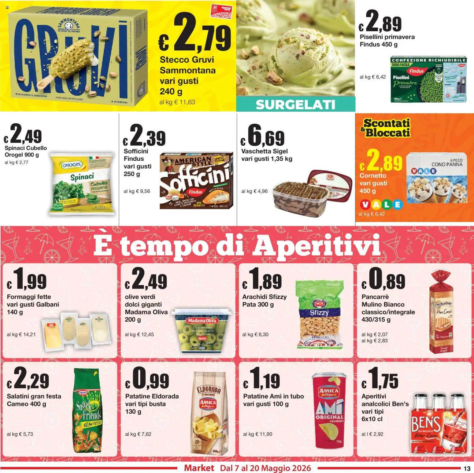 Volantino Sì con Te del 07.05.2026 | Pagina: 13 | Prodotti: Patatine, Panna, Mozzarella, Olive