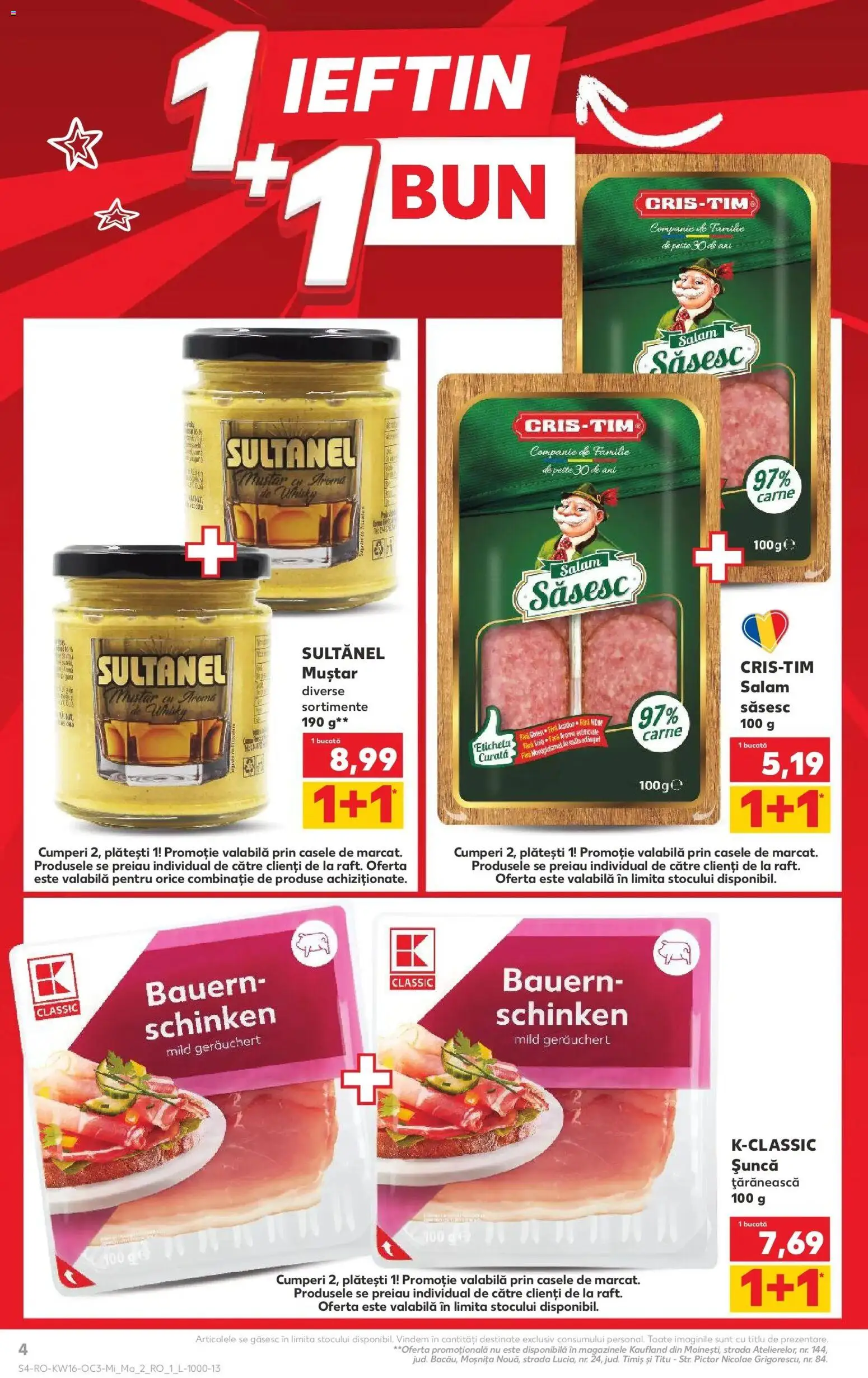 Noul catalog Kaufland – valabil de la 15.04.2026 | Pagină: 4 | Produse: Salam, Șuncă, Muștar