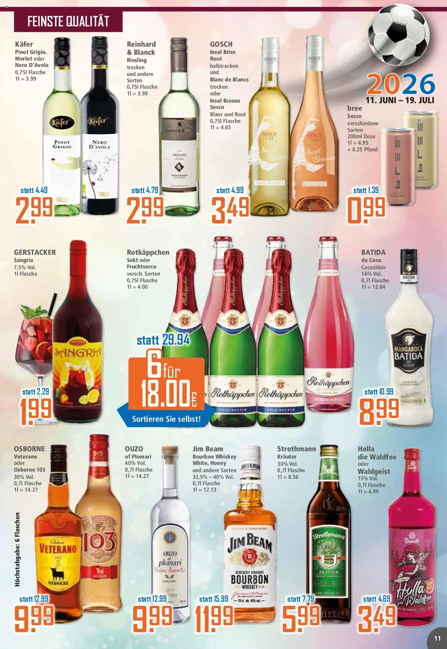 Klaas & Kock Prospekt – gültig ab 15.06.2026 | Seite: 11 | Produkte: Granatapfel, Osborne, Bourbon, Ouzo plomari