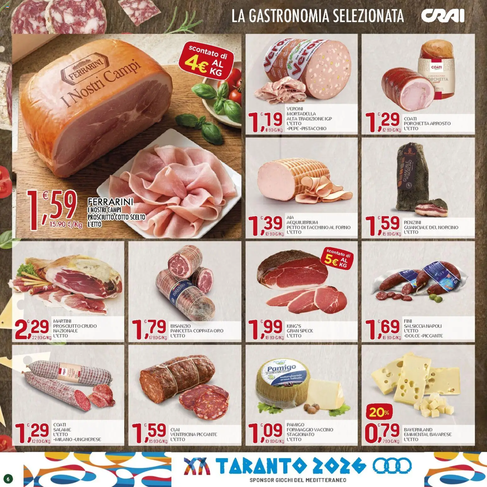 Volantino CRAI del 20/08/2026 | Pagina: 6 | Prodotti: Pancetta, Tacchino, Pepe, Salsiccia