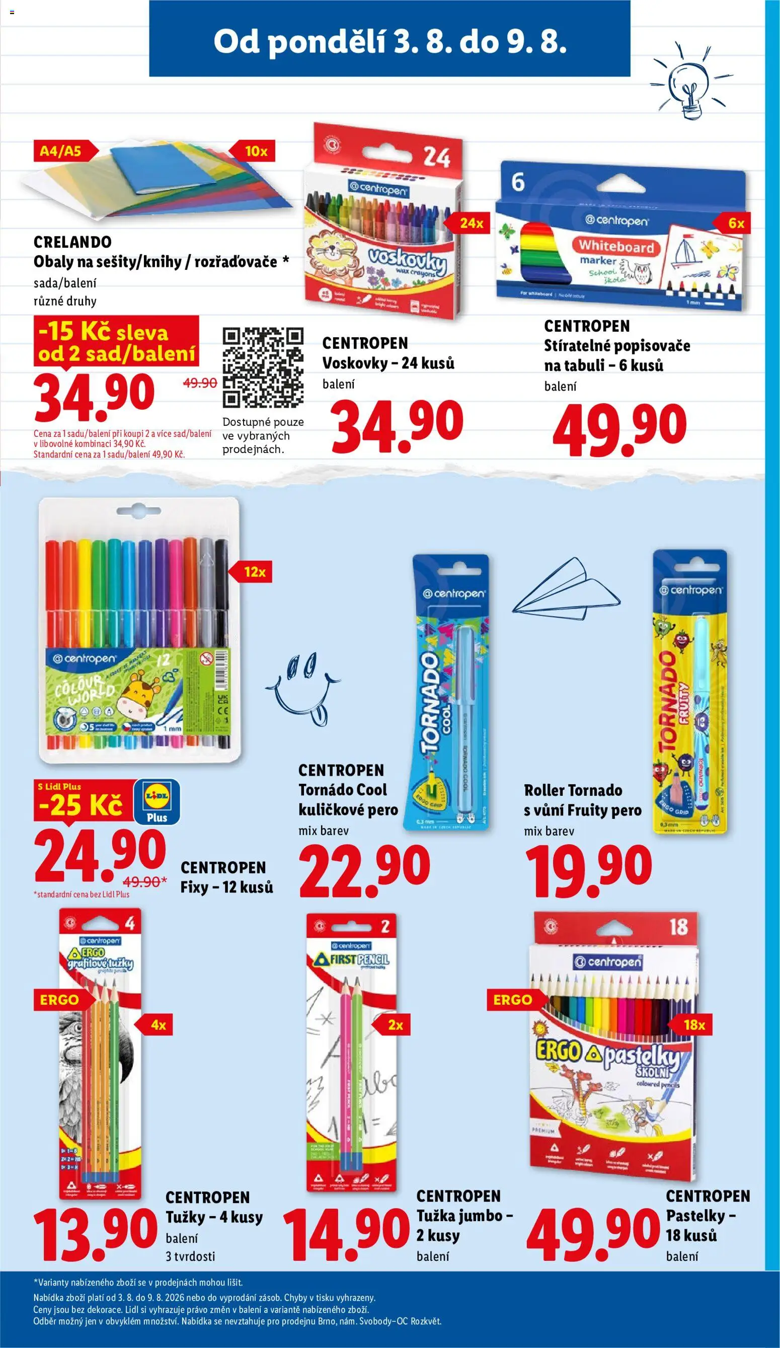Lidl leták od 03.08.2026 | Strana: 43 | Produkty: Pastelky, Pero, Fixy, Tužka