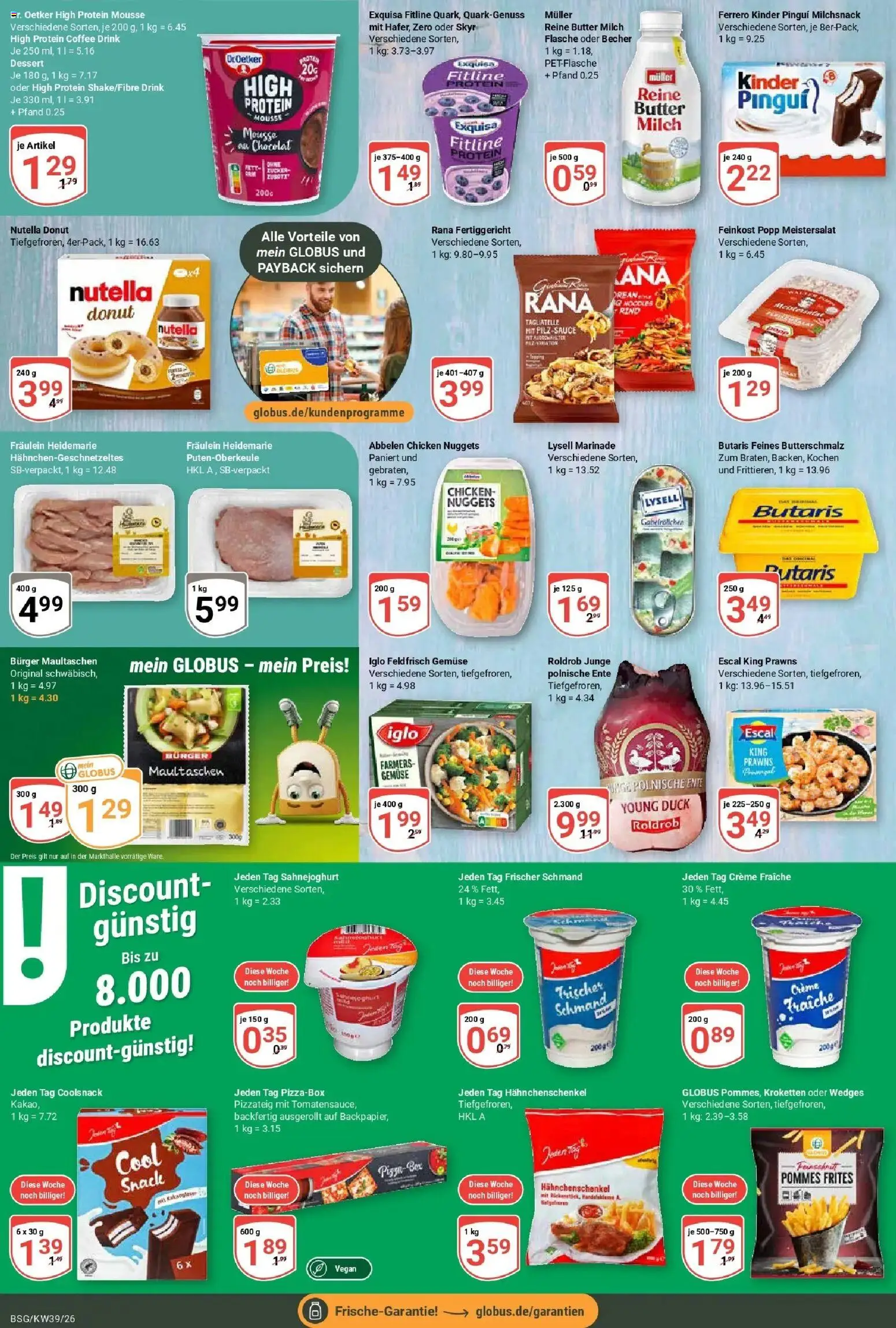 Globus Prospekt Braunschweig (ab 21.09.2026) » Angebote online | Seite: 13 | Produkte: Hahnchenschenkel, Pommes, Creme, Maultaschen