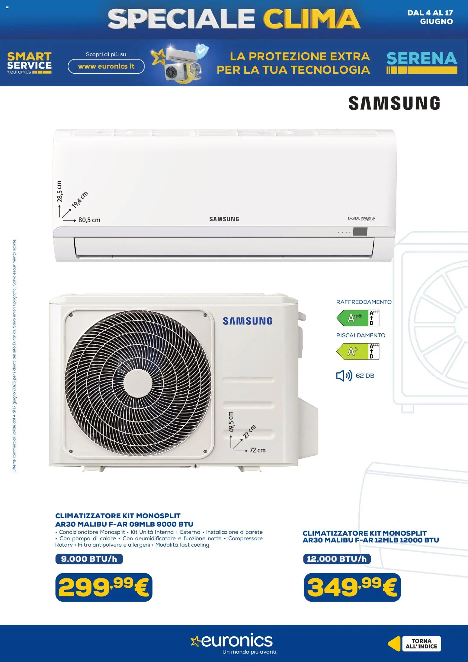 Volantino Euronics del 04.06.2026 | Pagina: 8 | Prodotti: Climatizzatore, Deumidificatore, Condizionatore, Samsung