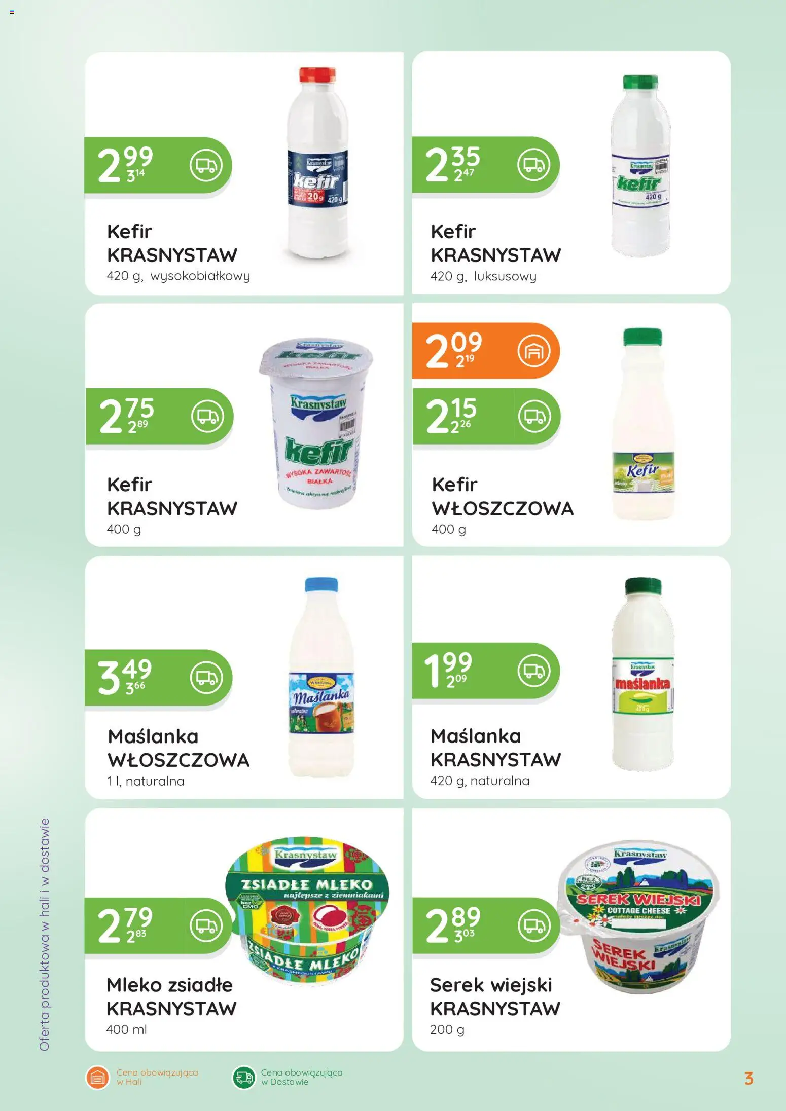 Eurocash gazetka - Oferta Handlowa od 04.05.2026 | Strona: 3 | Produkty: Kefir, Zsiadłe mleko, Serek, Mleko