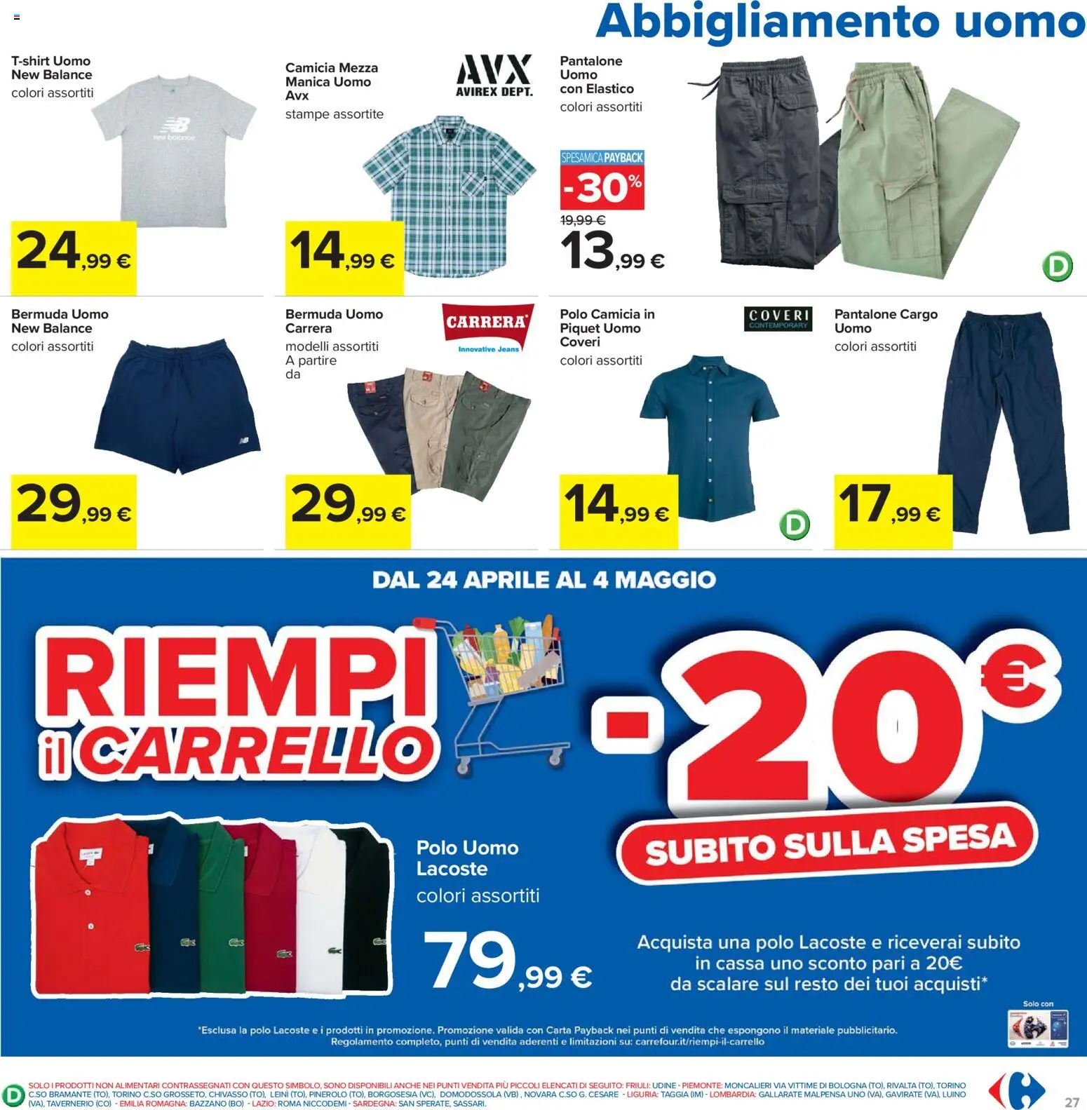 Volantino Carrefour del 21.04.2026 | Pagina: 27 | Prodotti: Camicia, Bermuda, Jeans, Polo