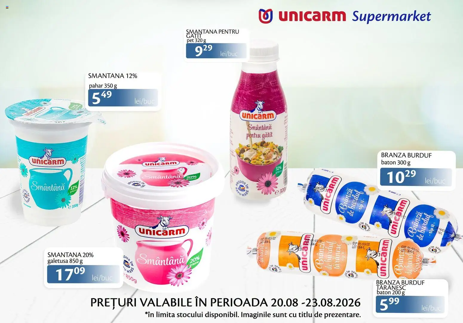 Noul catalog Unicarm – valabil de la 20.08.2026 | Pagină: 3 | Produse: Duș, Brânză, Smântână, Tip