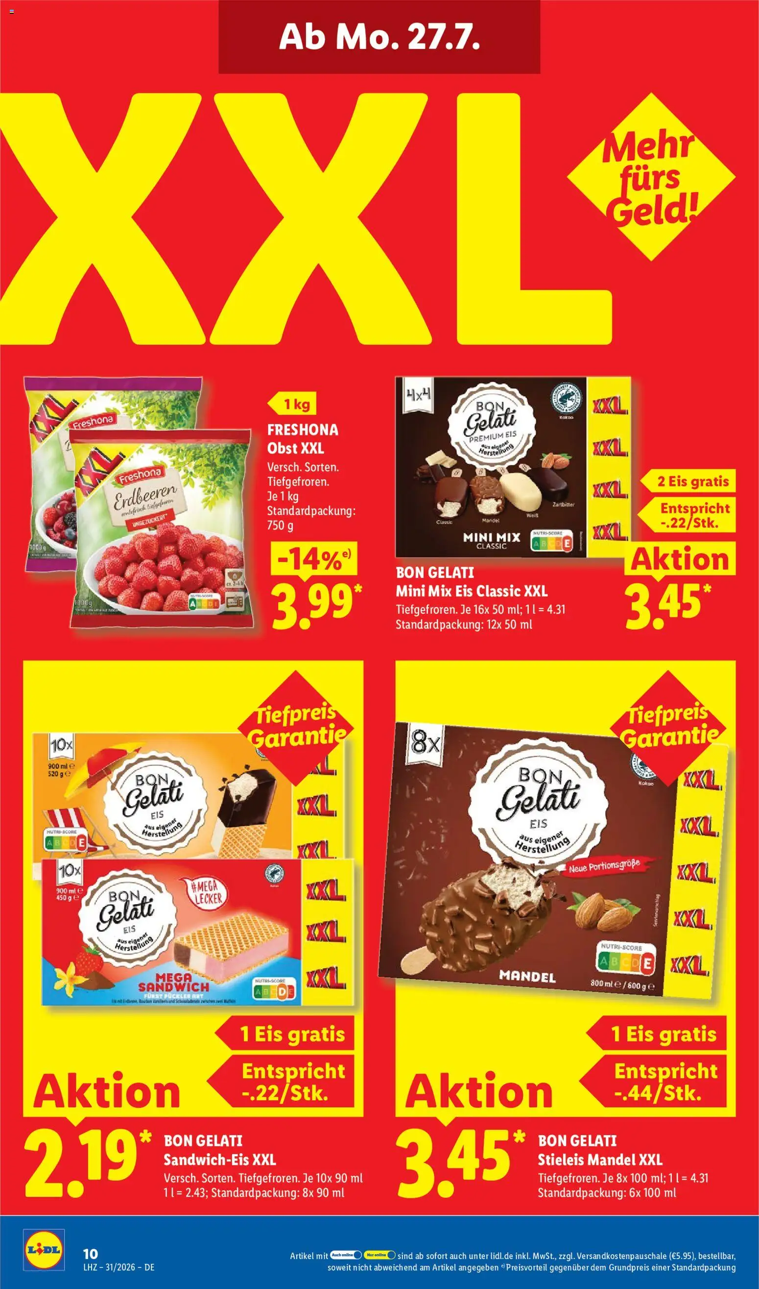 Lidl Prospekt – gültig ab 27.07.2026 | Seite: 20 | Produkte: Obst, Erdbeeren, Eis