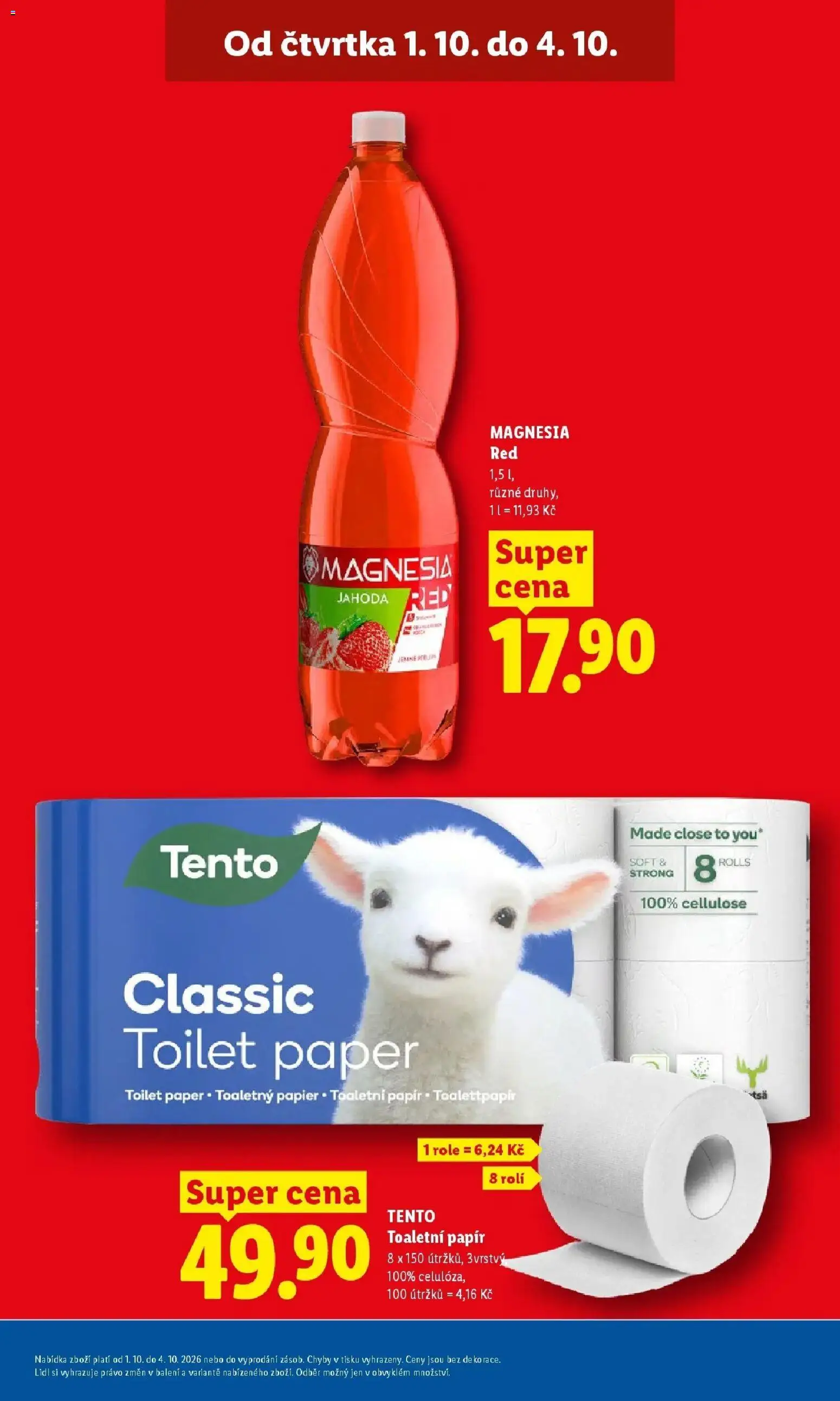 Lidl leták od 01.10.2026 - Nový akční leták | Strana: 9 | Produkty: Toaletní papír, Magnesia, Magnesia Red