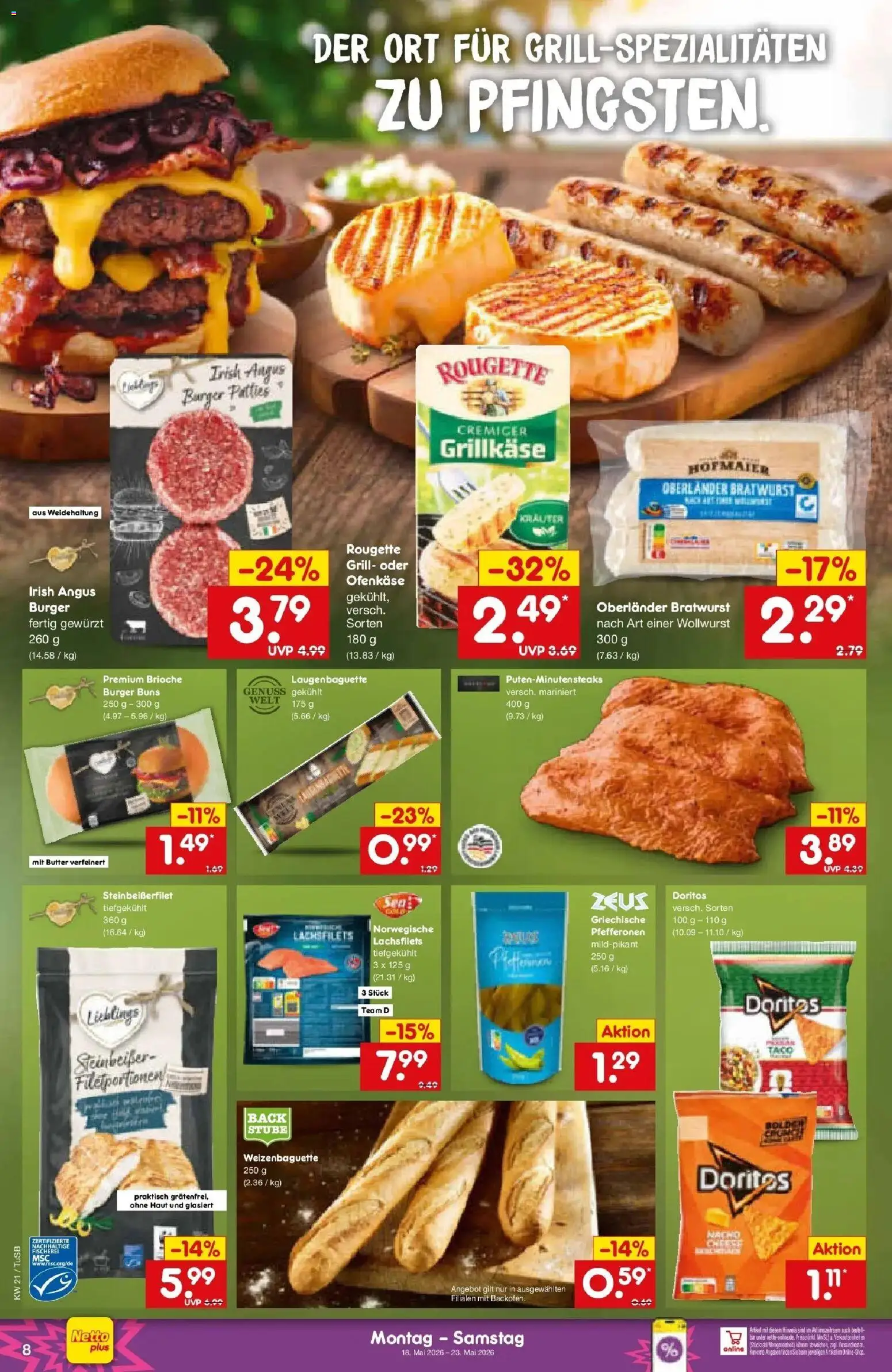 Netto Marken-Discount Prospekt Lahr-Langenwinkel	 – gültig ab 17.05.2026 | Seite: 8 | Produkte: Grill, Butter, Bratwurst, Burger