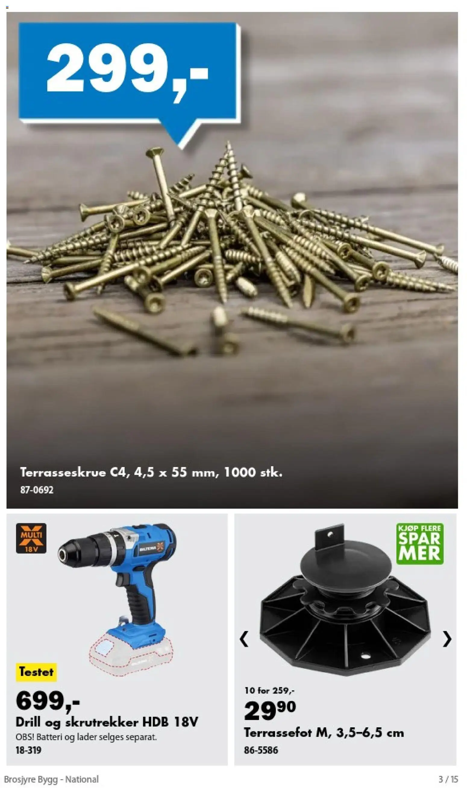 {H1} | Side: 3 | Produkter: Drill, Skrutrekker, Batteri