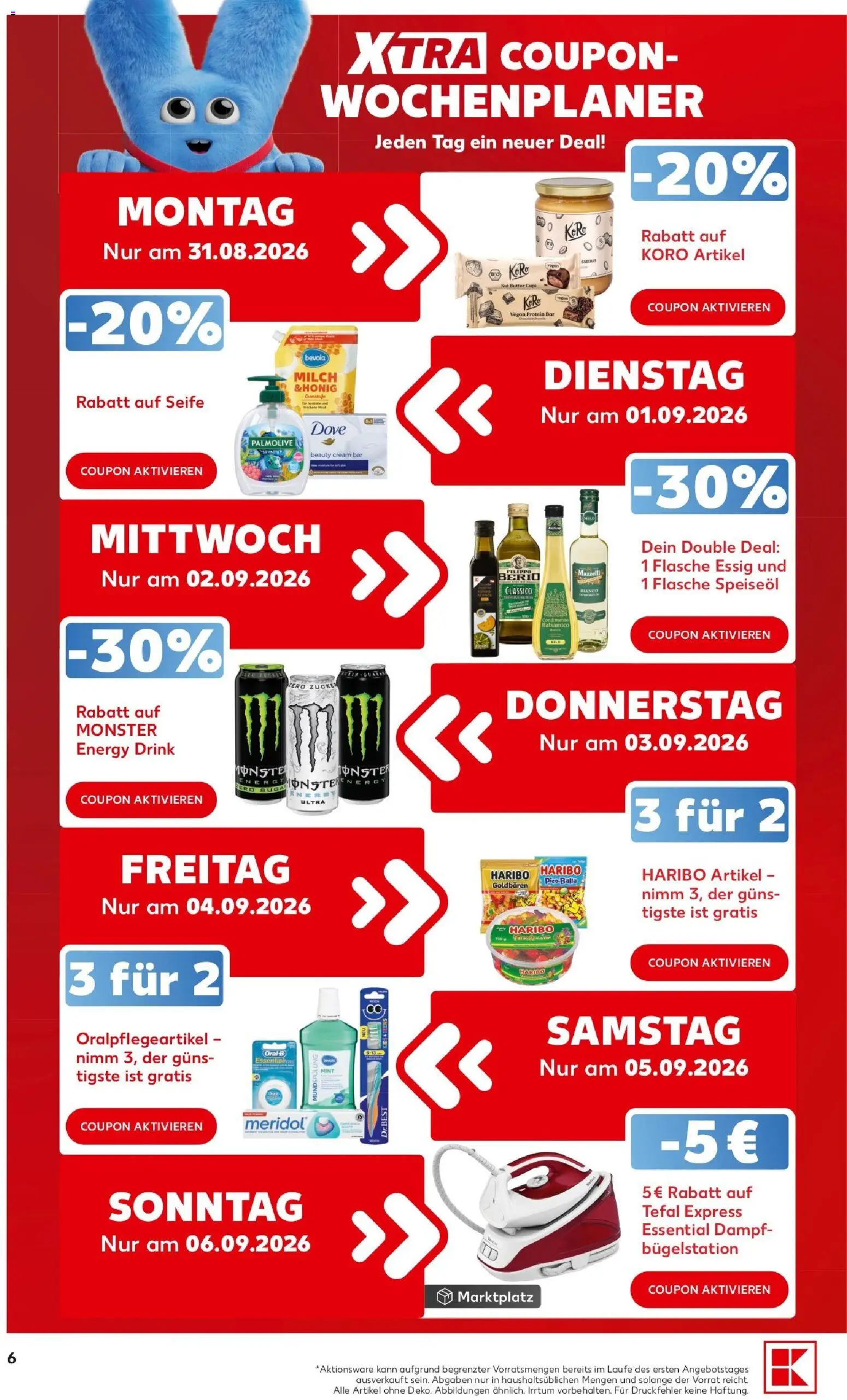 Kaufland Prospekt Rostock – gültig ab 03.09.2026 | Seite: 6 | Produkte: Milch, Energy, Butter, Essig