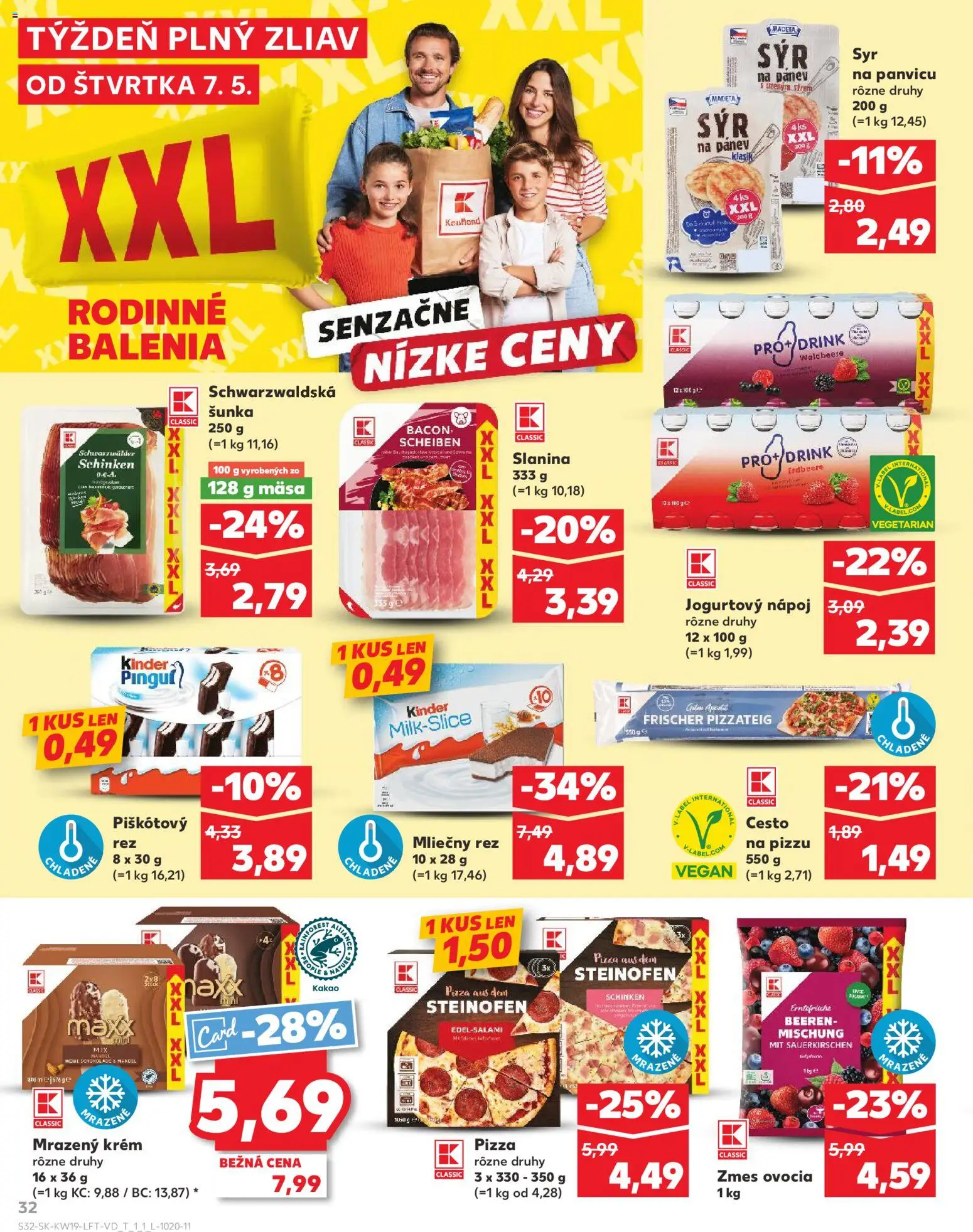 Nové Kaufland akcie – leták je platný od 07.05.2026 | Strana: 32 | Produkty: Syr, Šunka, Krém, Kakao