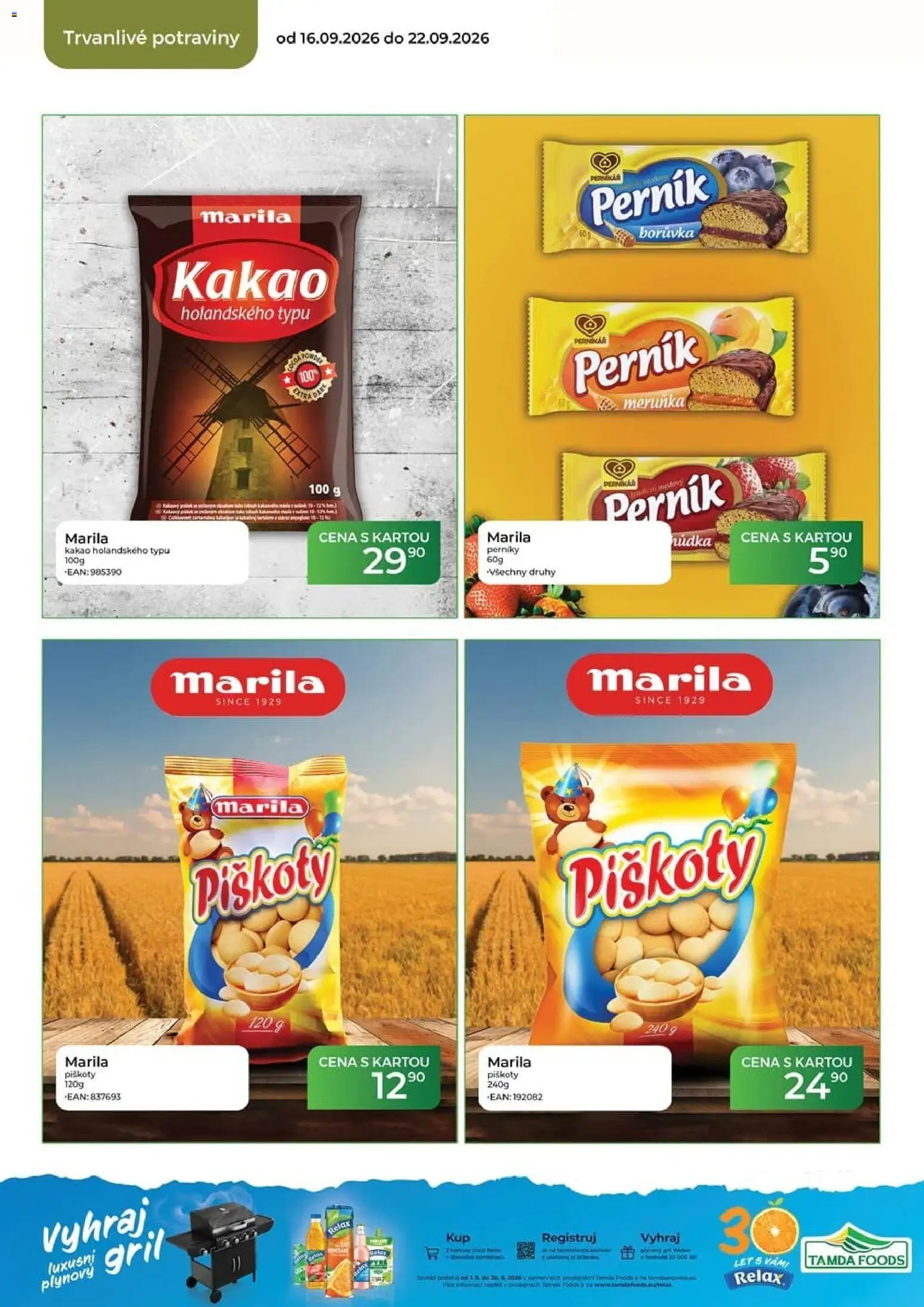 Tamda Foods leták od 16.09.2026 | Strana: 26 | Produkty: Piškoty, Perník, Gril, Potraviny