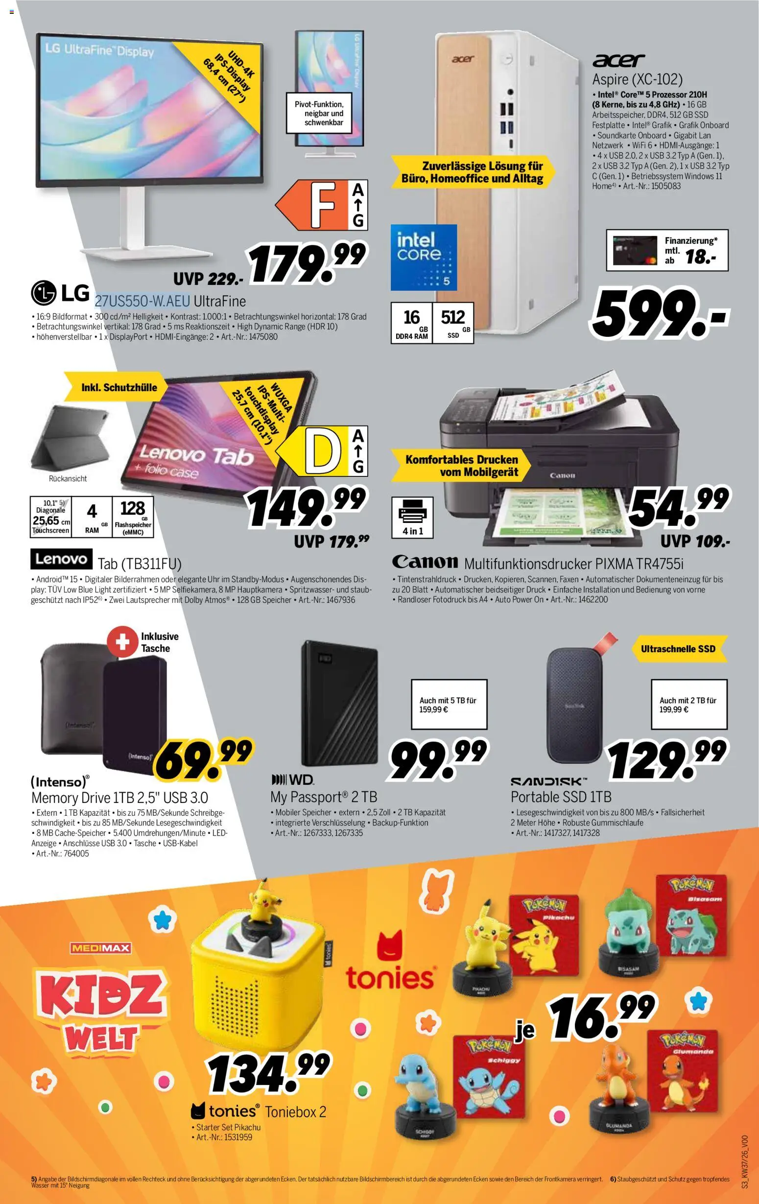 Medimax Prospekt – gültig ab 05.09.2026 | Seite: 3 | Produkte: LG, Lautsprecher, USB, Wasser