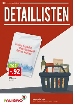 Aligro aktionen Detaillisten Chavannes, Matran, Genf, Sitten ab 31.08.2026 gültig