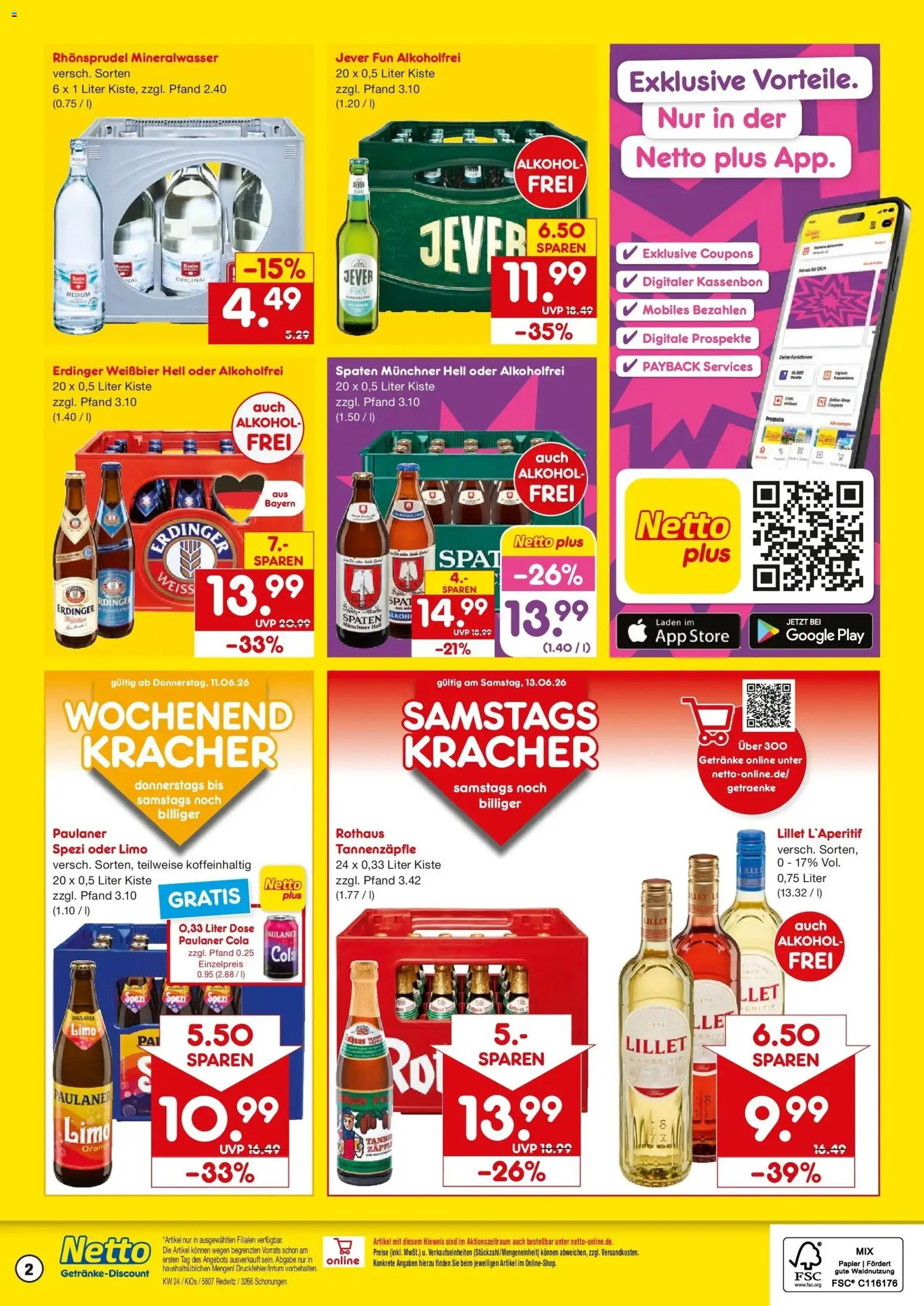 Netto Marken-Discount Prospekt Redwitz – gültig ab 08.06.2026 | Seite: 2 | Produkte: Erdinger, Cola, Mineralwasser, Rhonsprudel