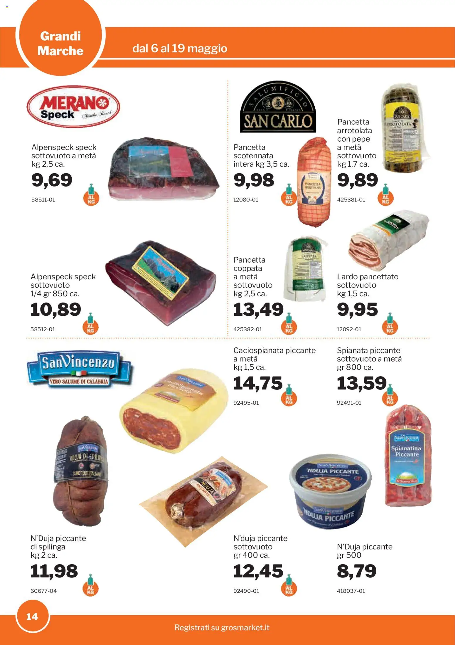 Volantino Sogegross del 06.05.2026 | Pagina: 14 | Prodotti: Speck, Pancetta, Pepe