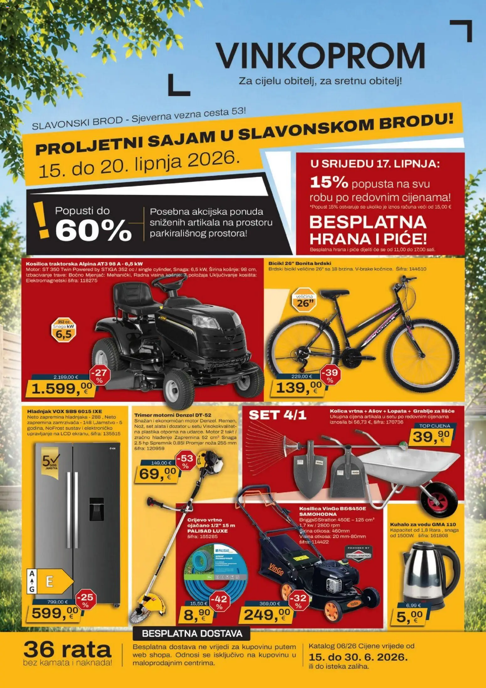 Vinkoprom katalog | vrijedi od 15.06.2026 | Stranica: 1 | Proizvodi: Kuhalo za vodu, Bicikl, Kolica, Hladnjak