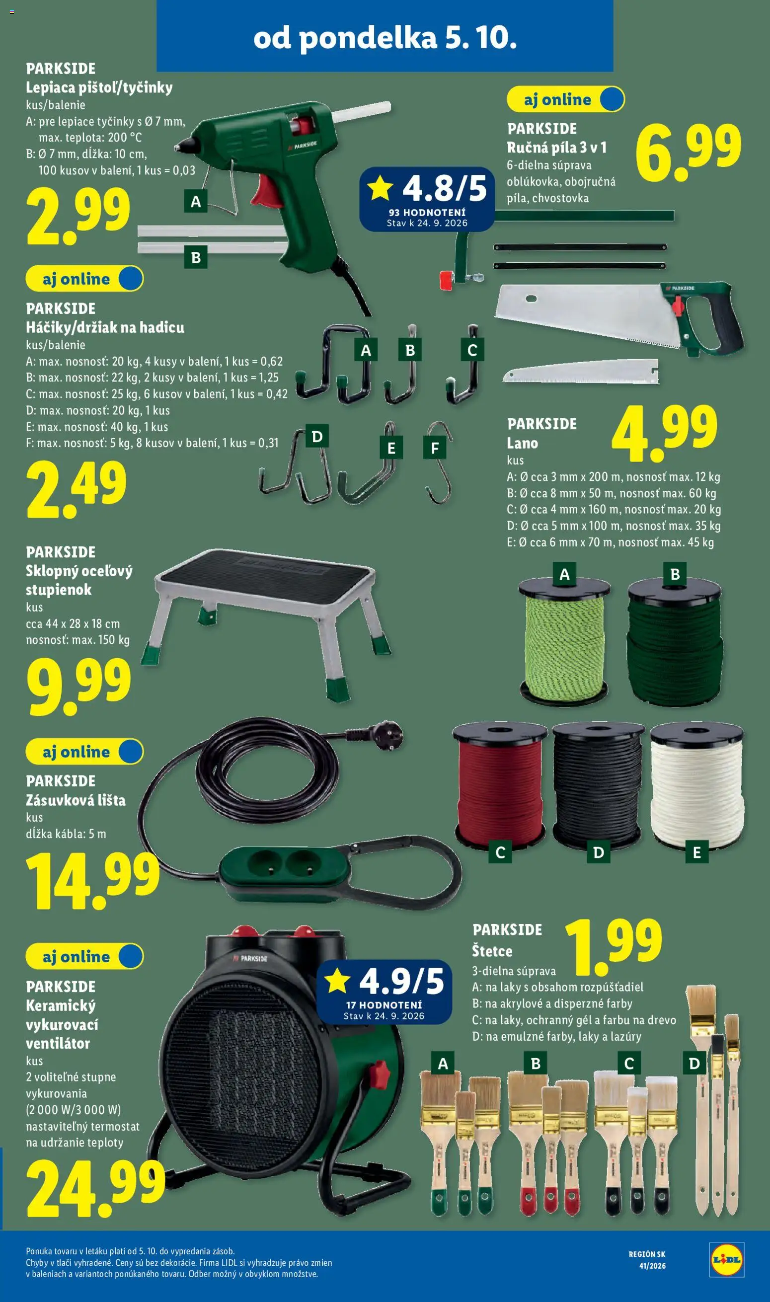 Nové Lidl akcie – leták je platný od 05.10.2026 | Strana: 57 | Produkty: Ventilátor, Píla, Termostat, Parkside