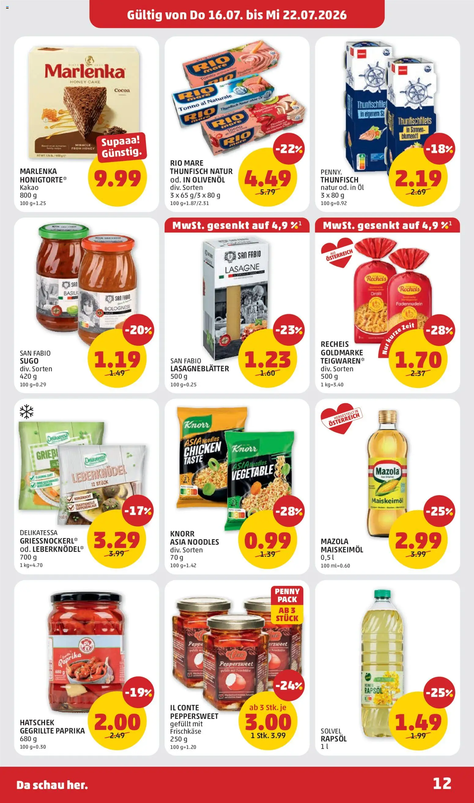 Penny Markt Flugblatt gültig ab 16.07.2026 | Seite: 12 | Produkte: Rapsöl, Öl