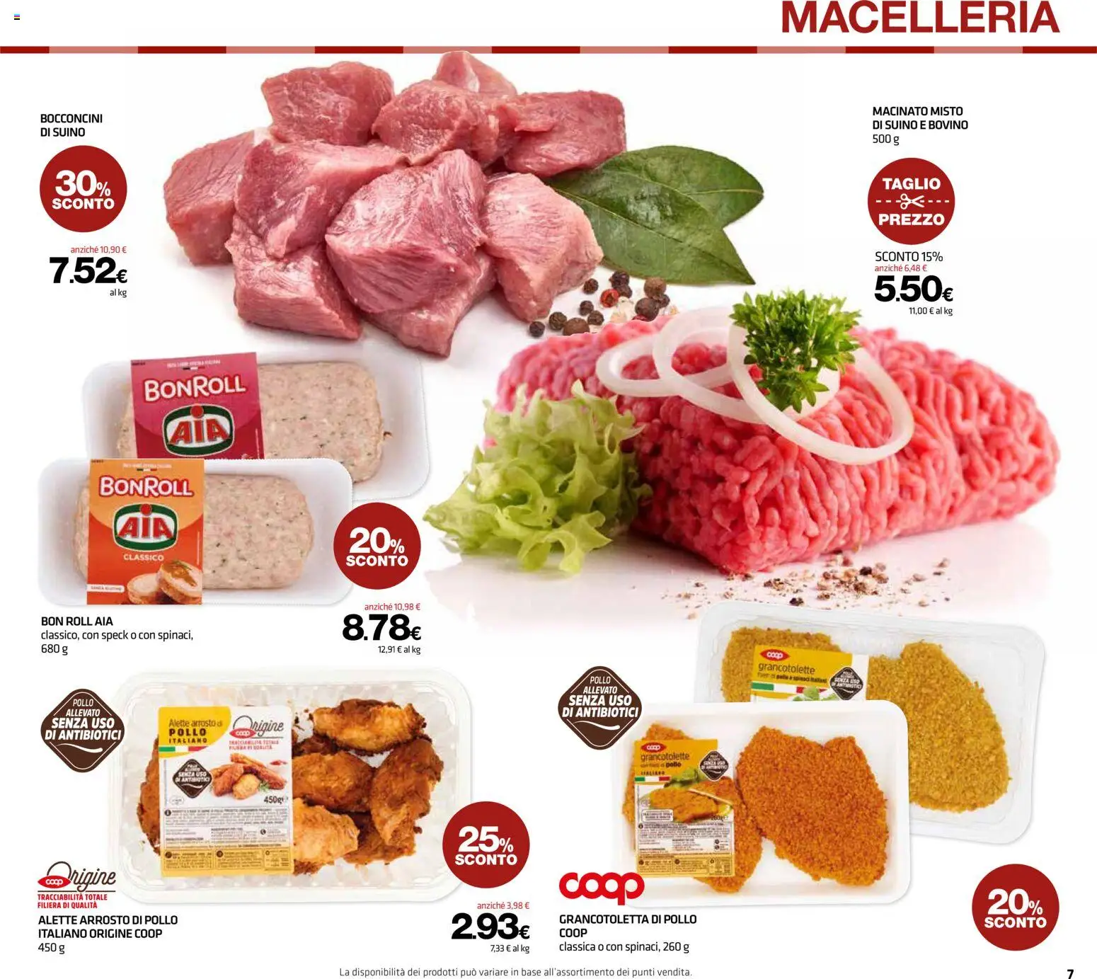 Volantino Superconti del 27/08/2026 | Pagina: 7 | Prodotti: Bovino, Arrosto, Pollo, Macinato