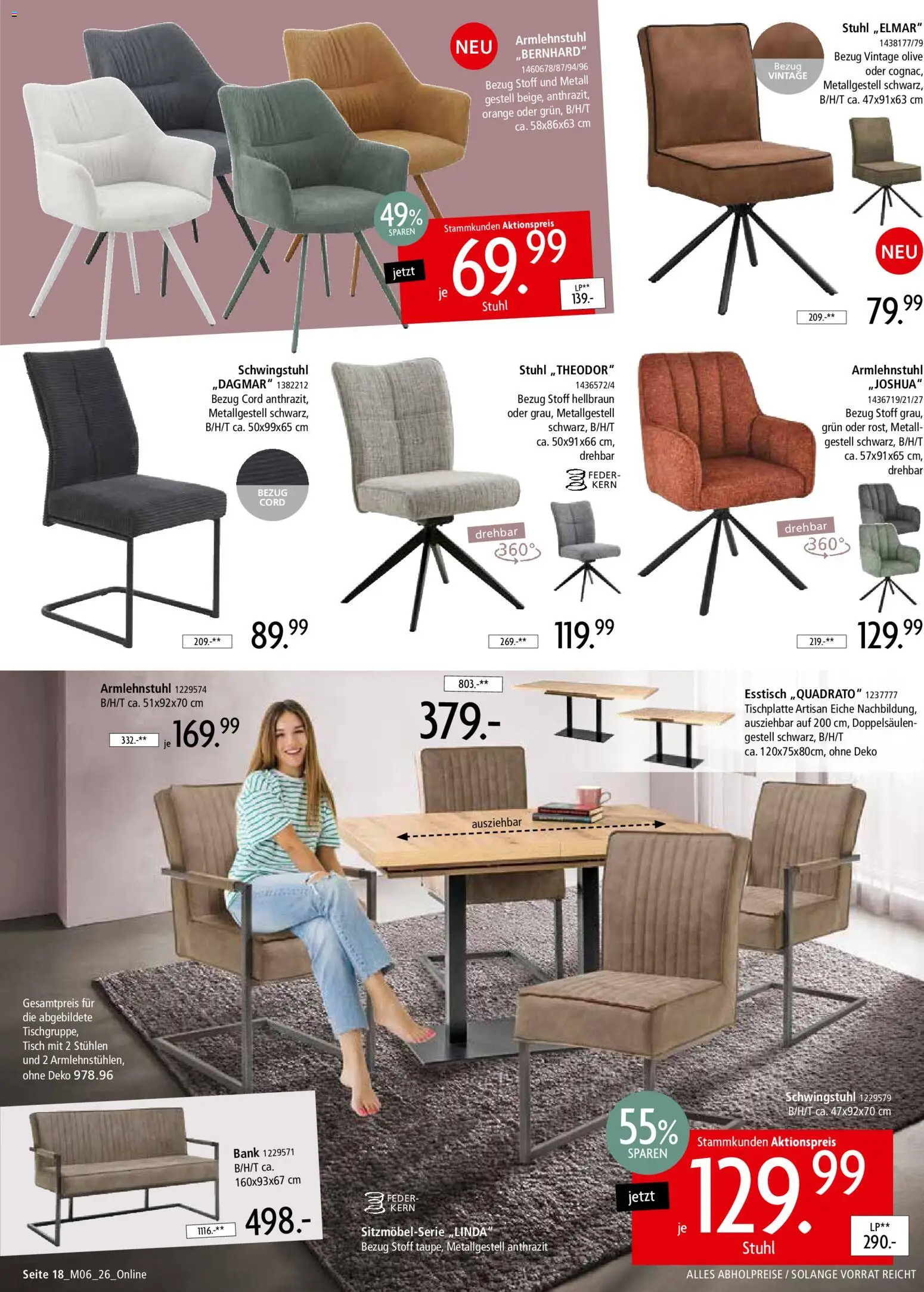 Zurbrüggen Z2-unschlagbar günstig – gültig ab 01.05.2026 | Seite: 18 | Produkte: Esstisch, Tisch, Stuhl