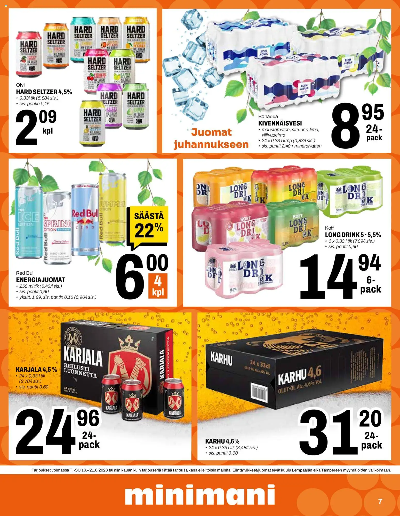Minimani tarjoukset – voimassa 16.06.2026 alkaen | Sivu: 7 | Tuotteet: Kivennäisvesi