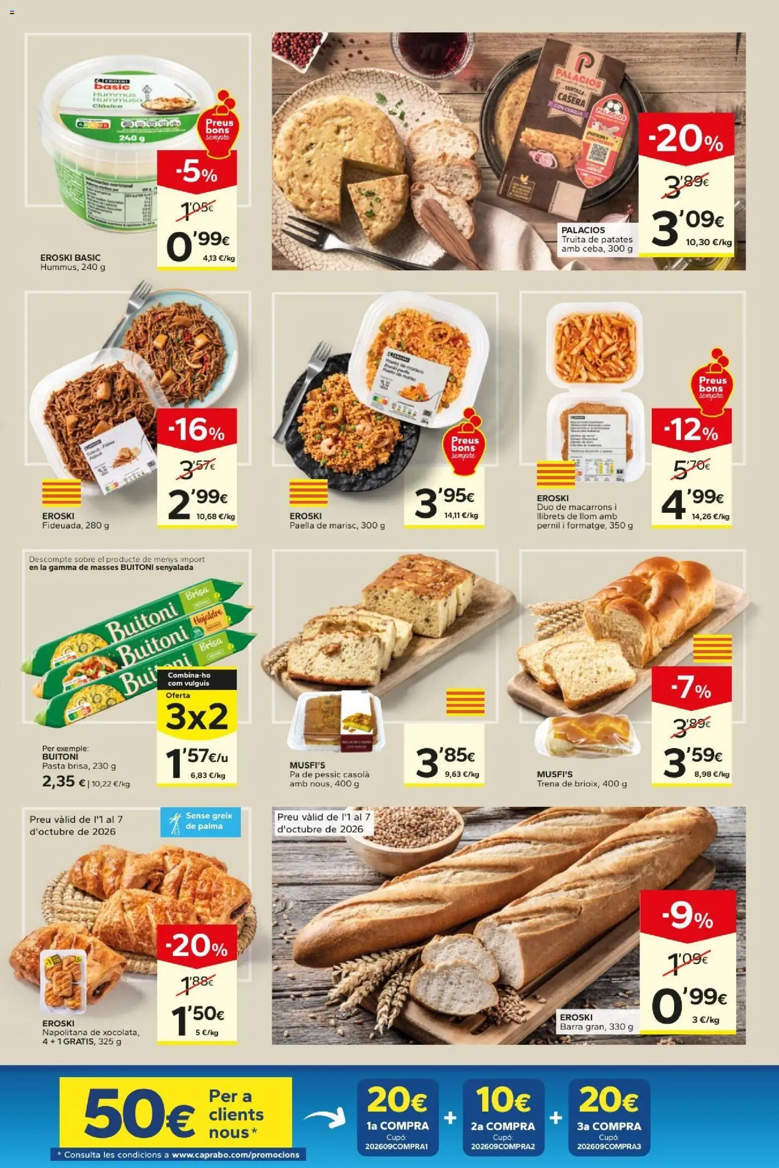 Caprabo folleto │ válido desde el 01/10/2026 | Página: 3 | Productos: Hummus, Pasta, Cebolla