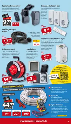 Sonderpreis Baumarkt Prospekt ab 17.10.2026 gültig | Seite: 13 | Produkte: Kabel, Steckdose