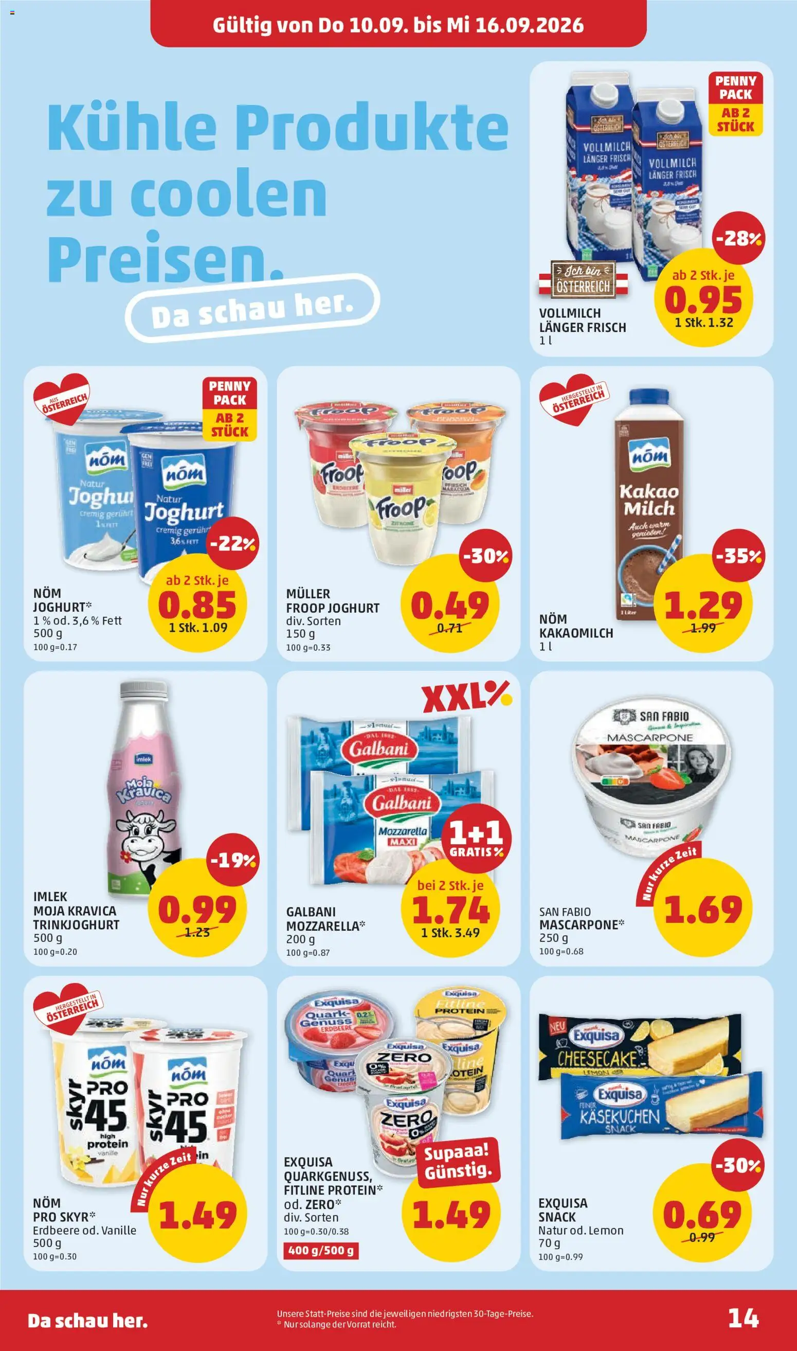 Penny Markt Flugblatt gültig ab 10.09.2026 | Seite: 14 | Produkte: Zitrone, Pfirsich, Milch, Joghurt