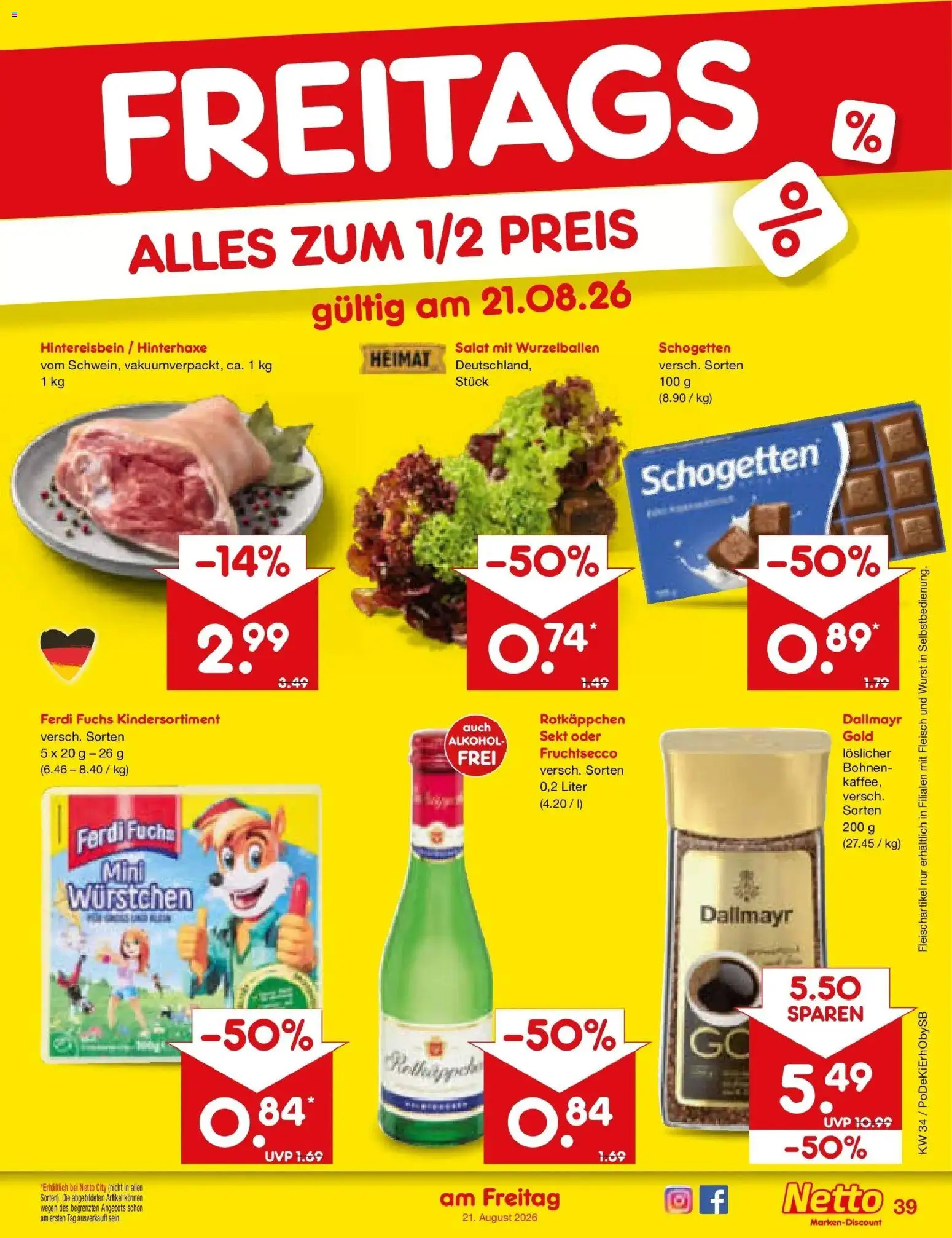 Netto Marken-Discount Prospekt Bad Friedrichshall – gültig ab 17.08.2026 | Seite: 61 | Produkte: Fruchtsecco, Wurst, Fleisch, Salat