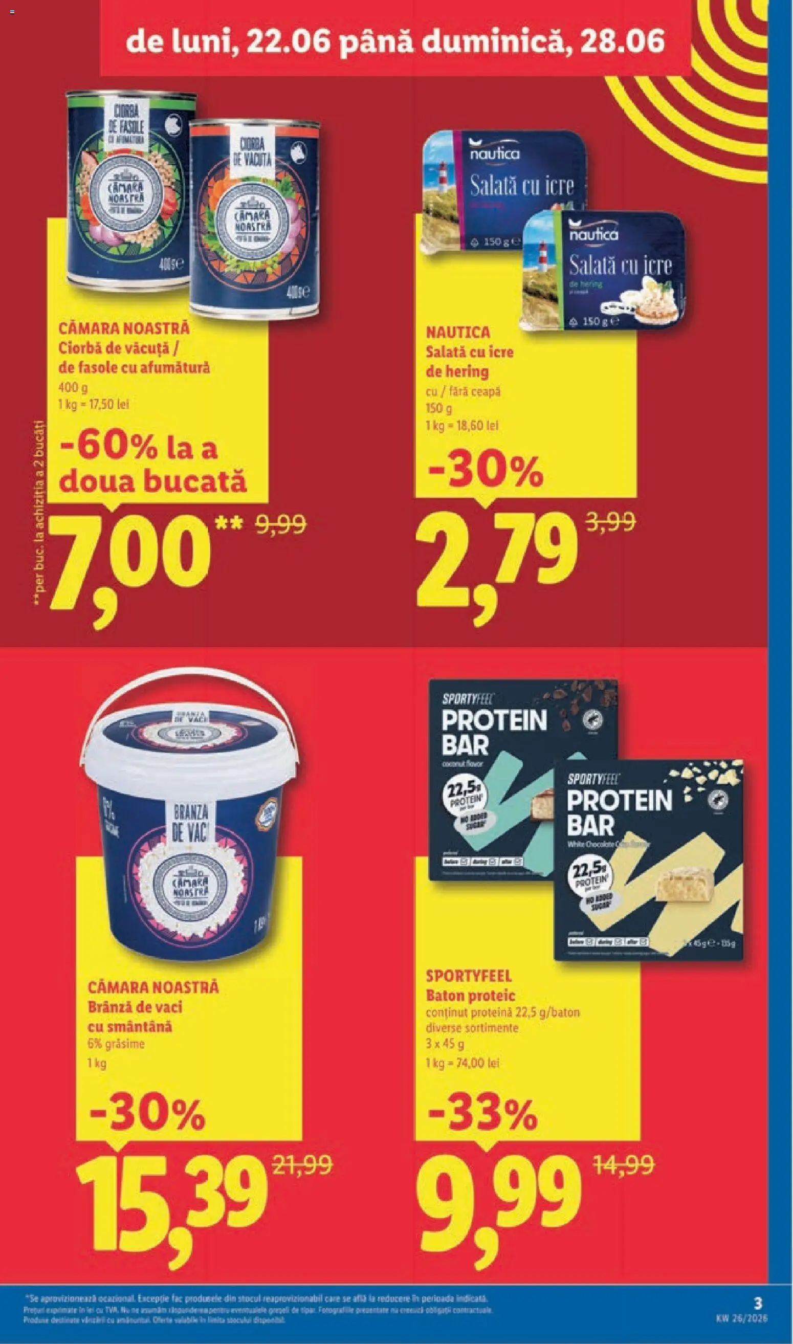 Noul catalog Lidl – valabil de la 22.06.2026 | Pagină: 3 | Produse: Smântână, Salată cu icre, Salată, Ceapă