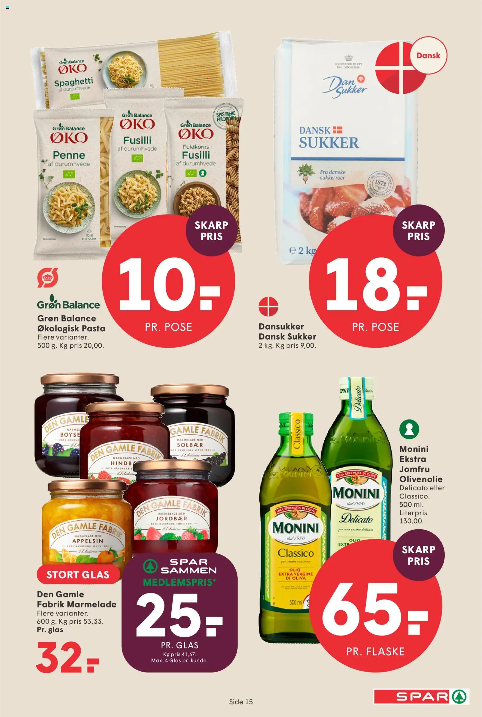 Spar tilbudsavis – gyldig fra 08.05.2026 | Side: 15 | Produkter: Jordbær, Pasta, Marmelade, Sukker
