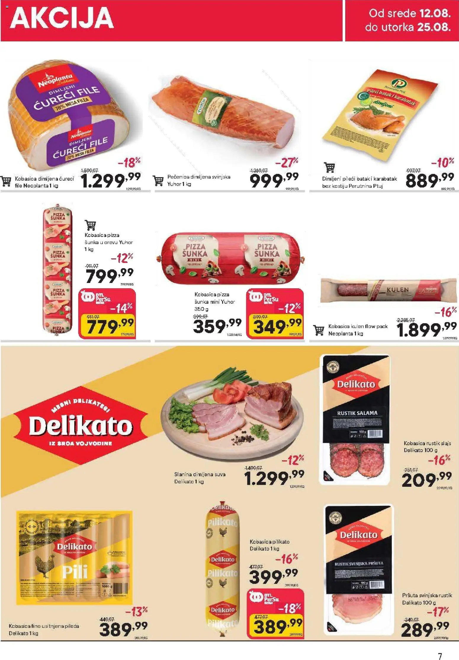 PerSu katalog - važi od 12.08.2026 | Strana: 7 | Proizvode: Pršuta, Ćureći file, Perutnina Ptuj, Pizza šunka