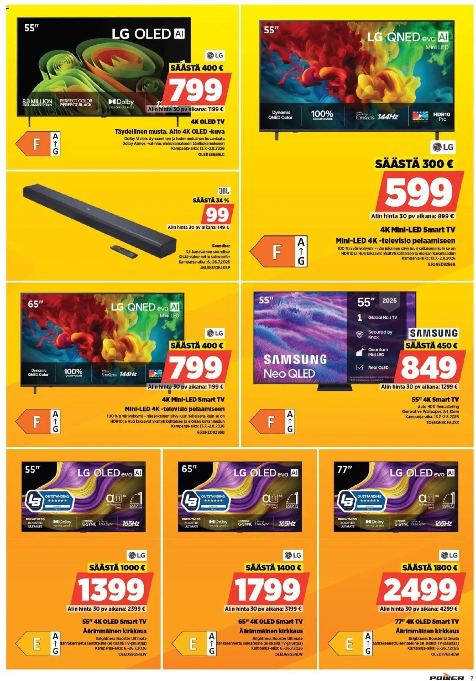 Power tarjoukset – voimassa 20/07/2026 alkaen | Sivu: 7 | Tuotteet: Soundbar, TV, Televisio
