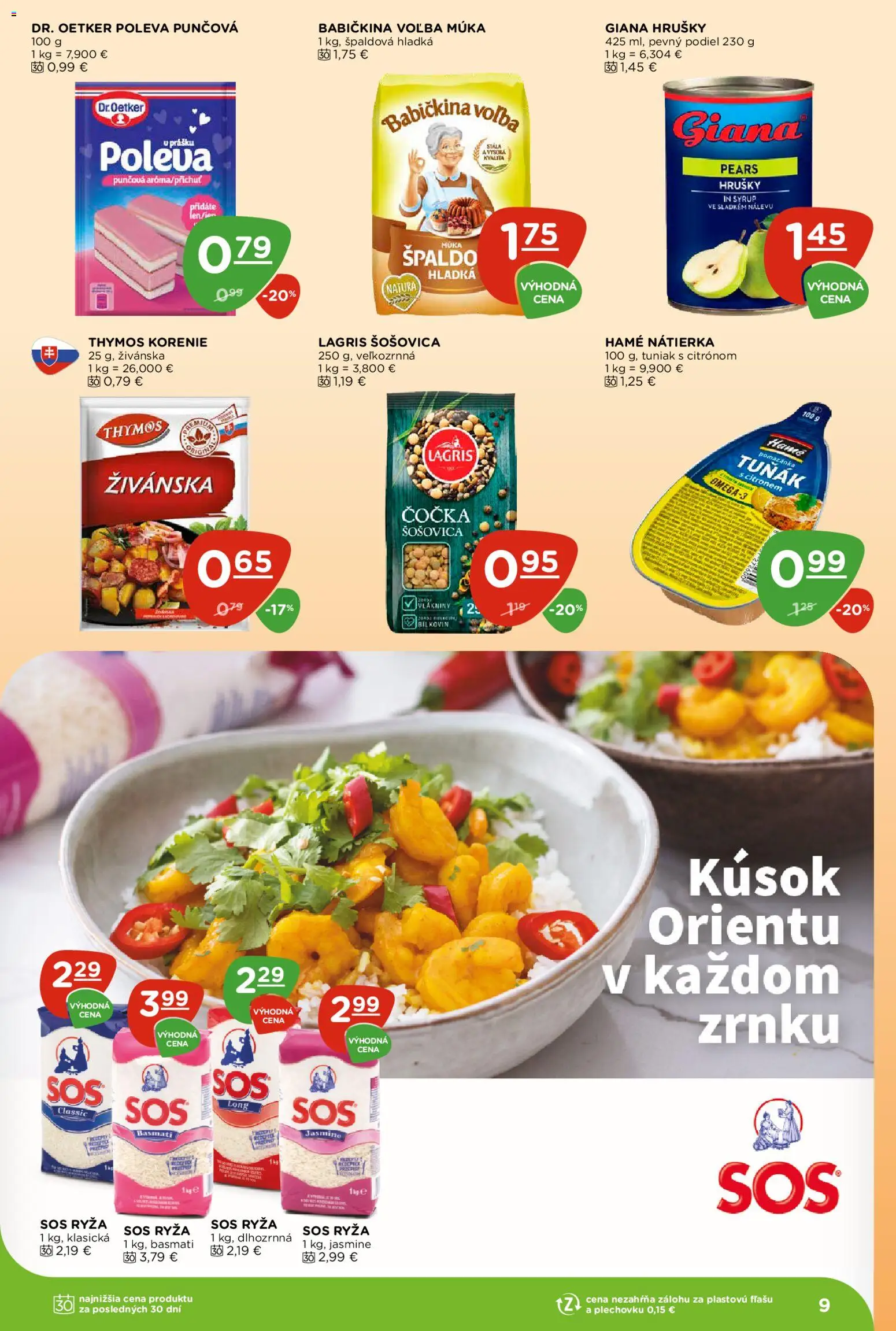 Nové Terno akcie – leták je platný od 15.10.2026 | Strana: 9 | Produkty: Šošovica, Múka, Korenie, Hrušky
