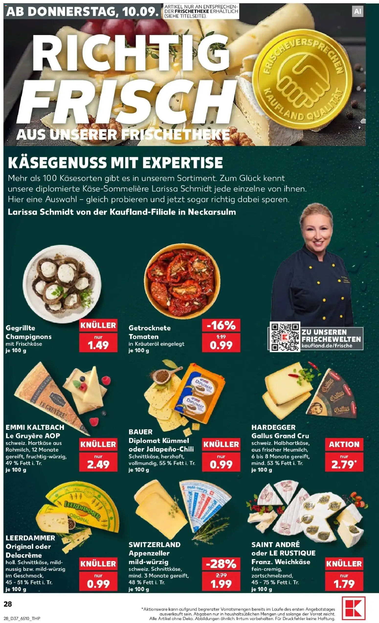Prospekt Kaufland ab 10.09.2026 » Angebote Online zum Blättern | Seite: 28 | Produkte: Tomaten, Leerdammer, Champignons, Frischkase
